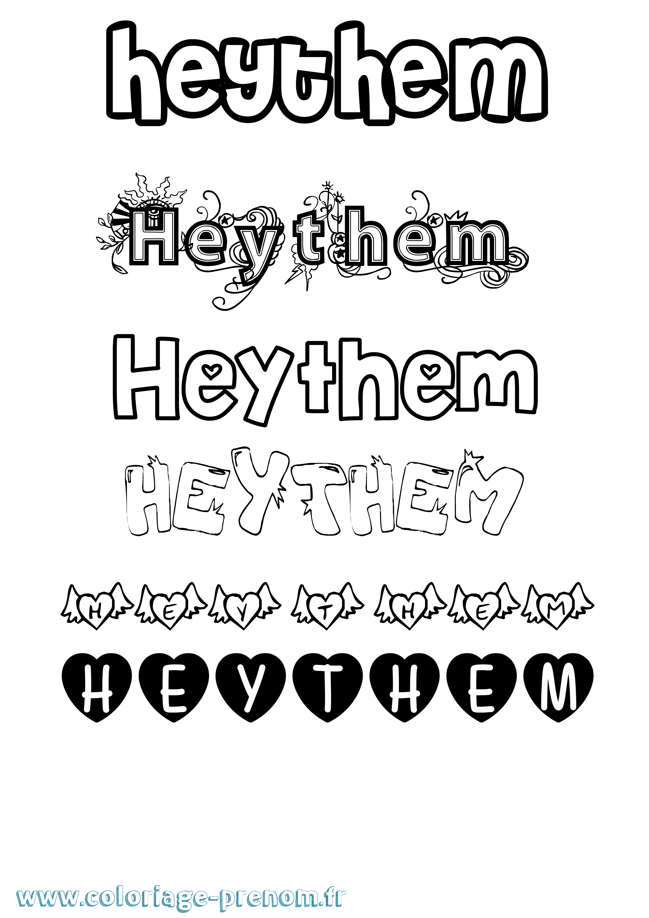 Coloriage Heythem Girly Coloriage prénom Heythem Girly