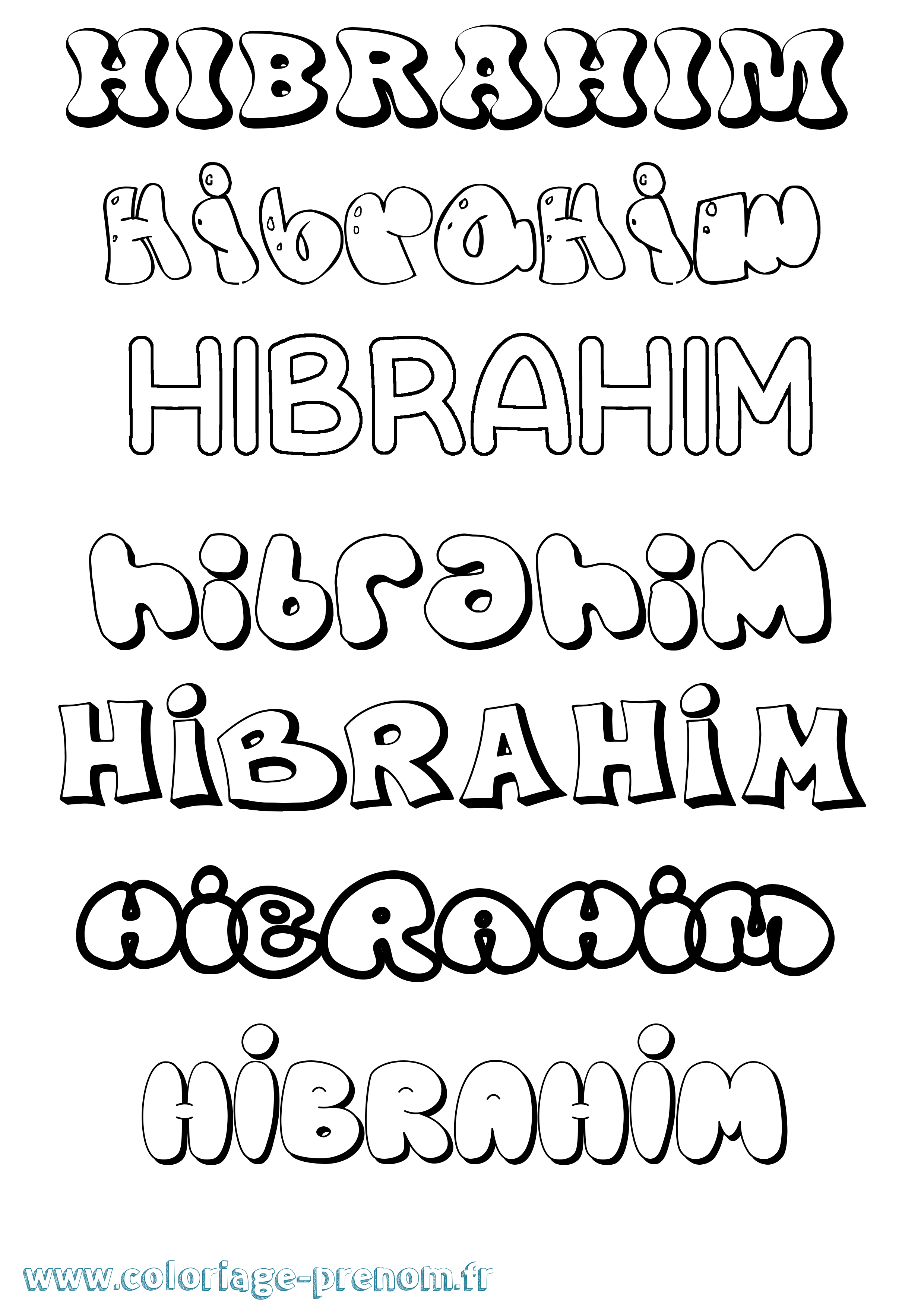 Coloriage Hibrahim Bubble Coloriage prénom Hibrahim Bubble