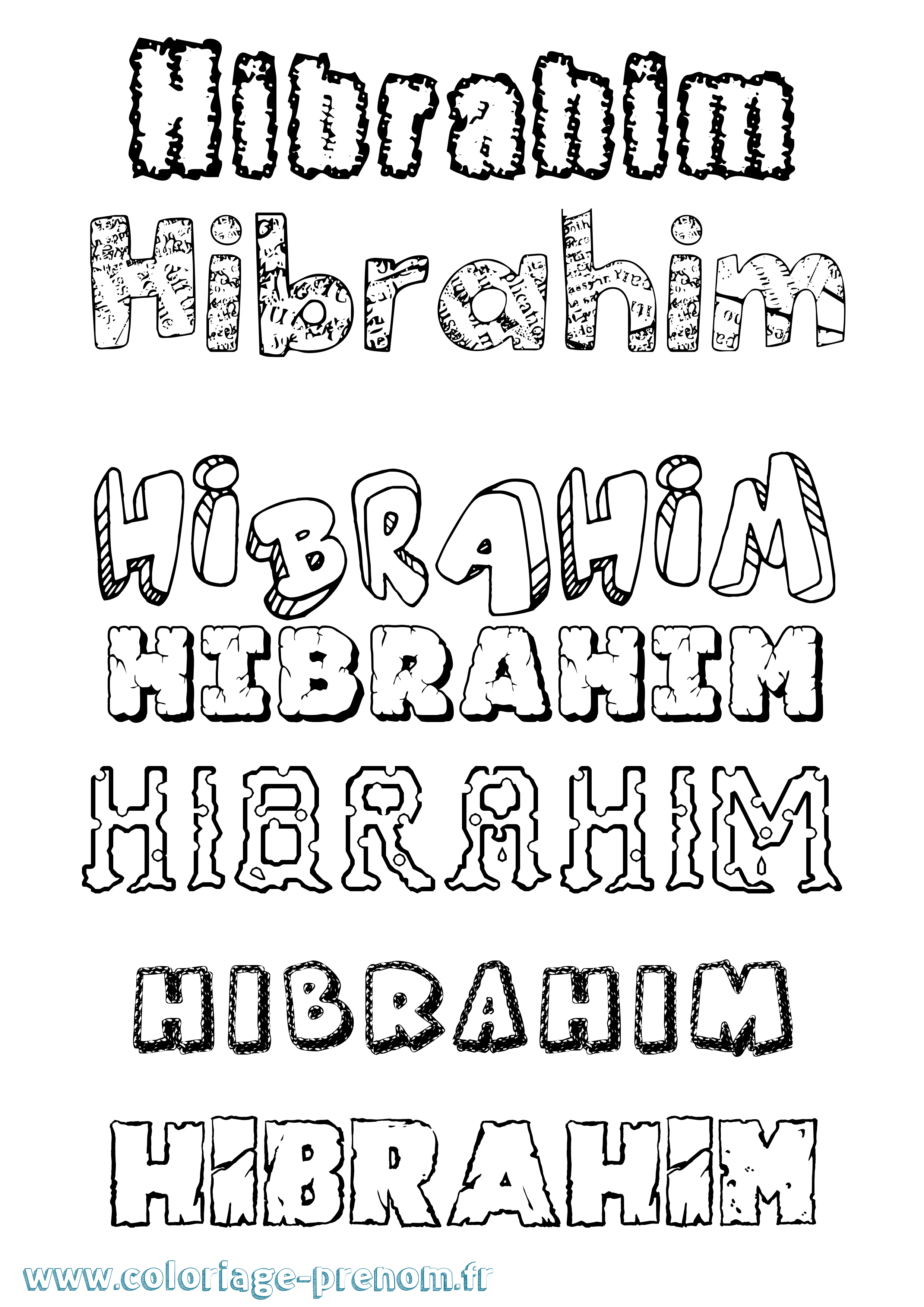 Coloriage Hibrahim Destructuré Coloriage prénom Hibrahim Destructuré