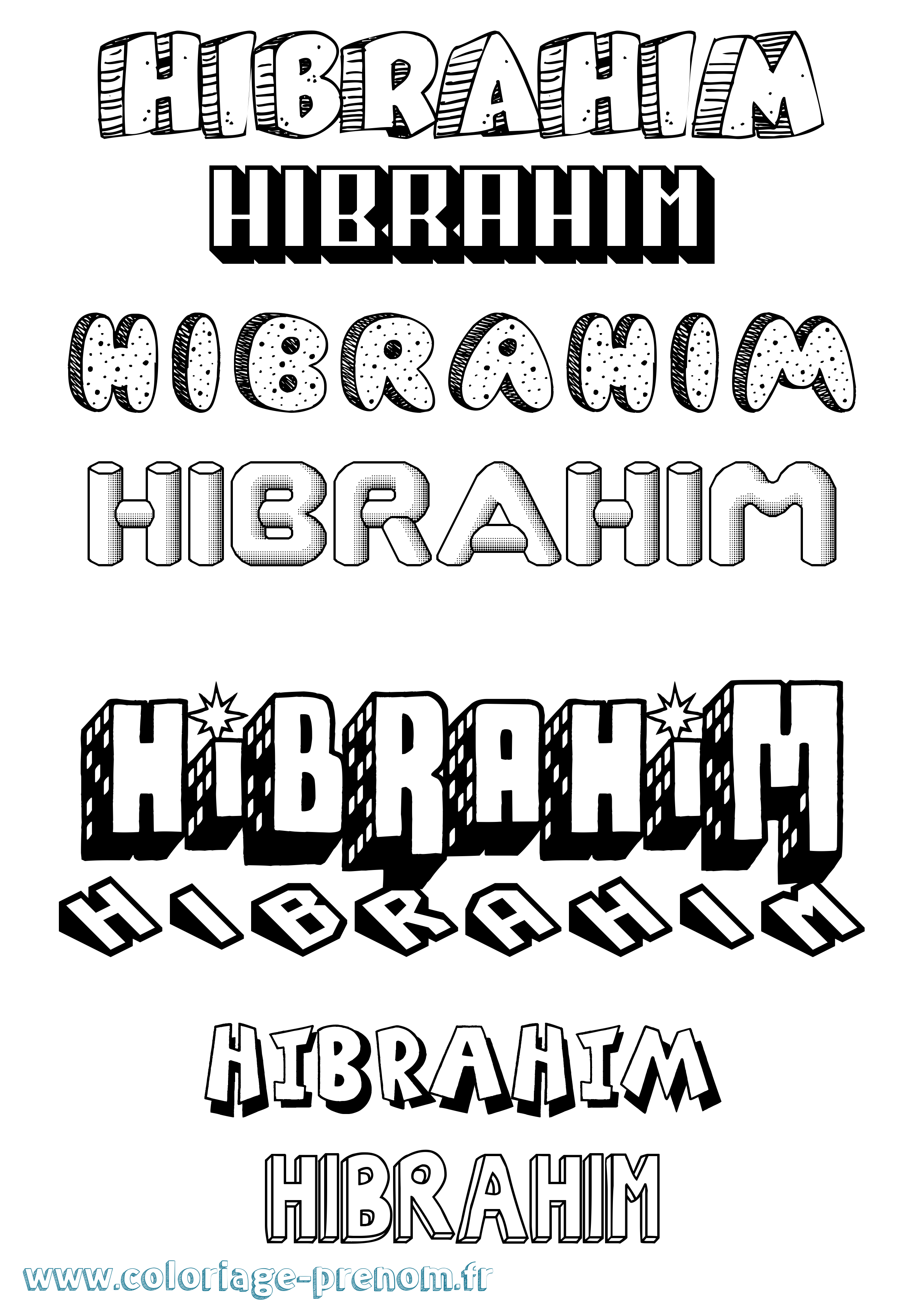 Coloriage Hibrahim Effet 3D Coloriage prénom Hibrahim Effet 3D