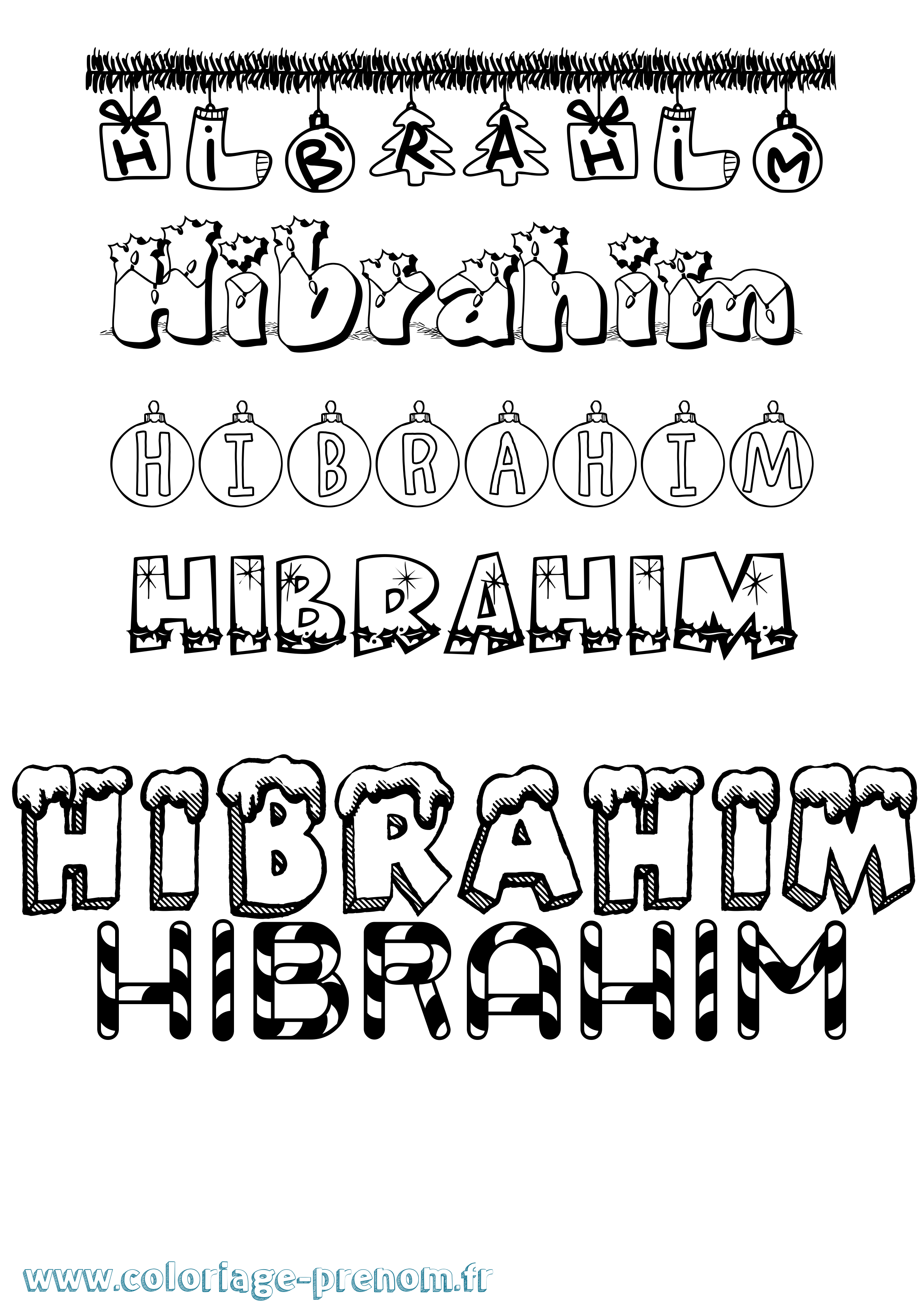 Coloriage Hibrahim Noël Coloriage prénom Hibrahim Noël