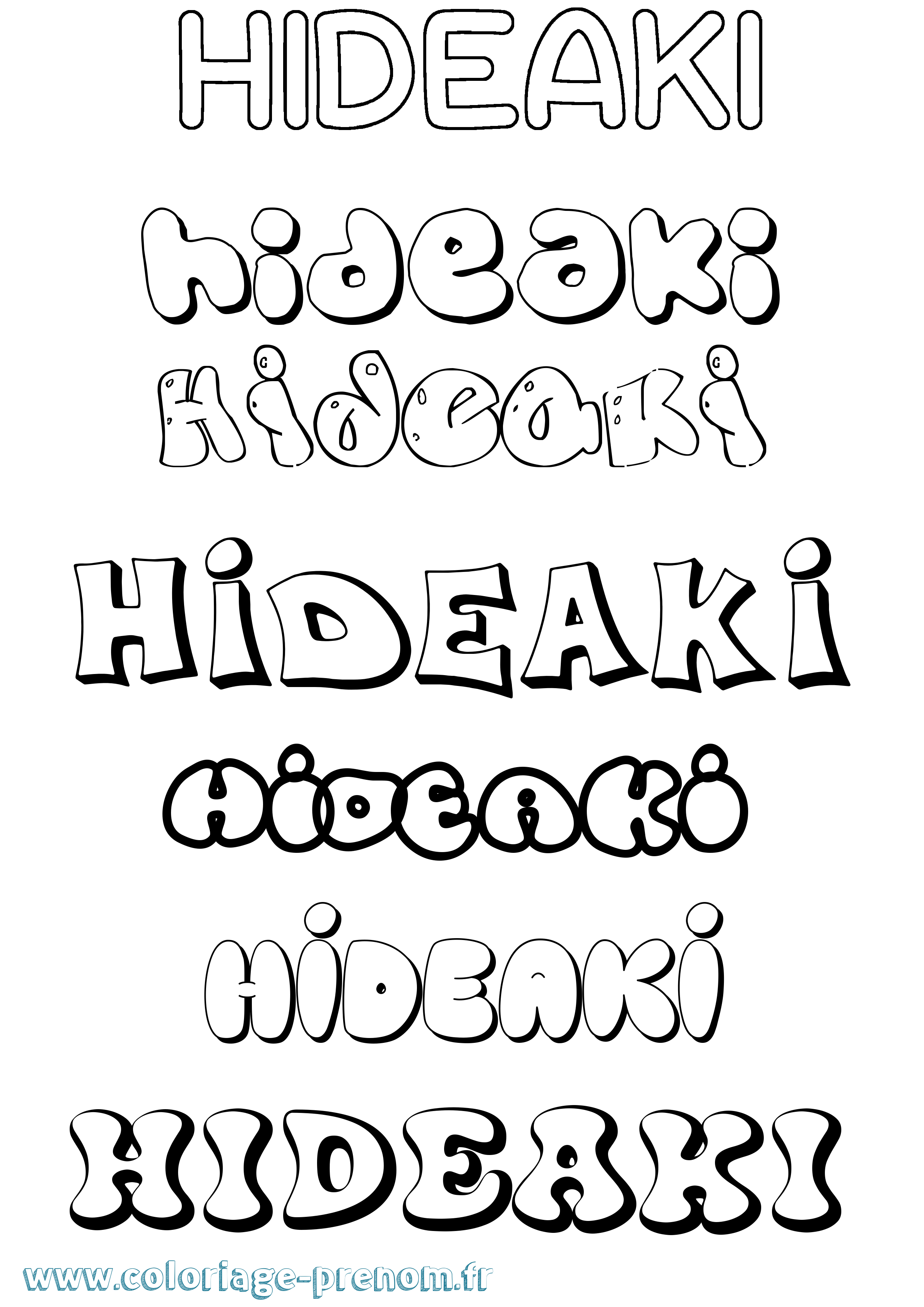 Coloriage Hideaki Bubble Coloriage prénom Hideaki Bubble