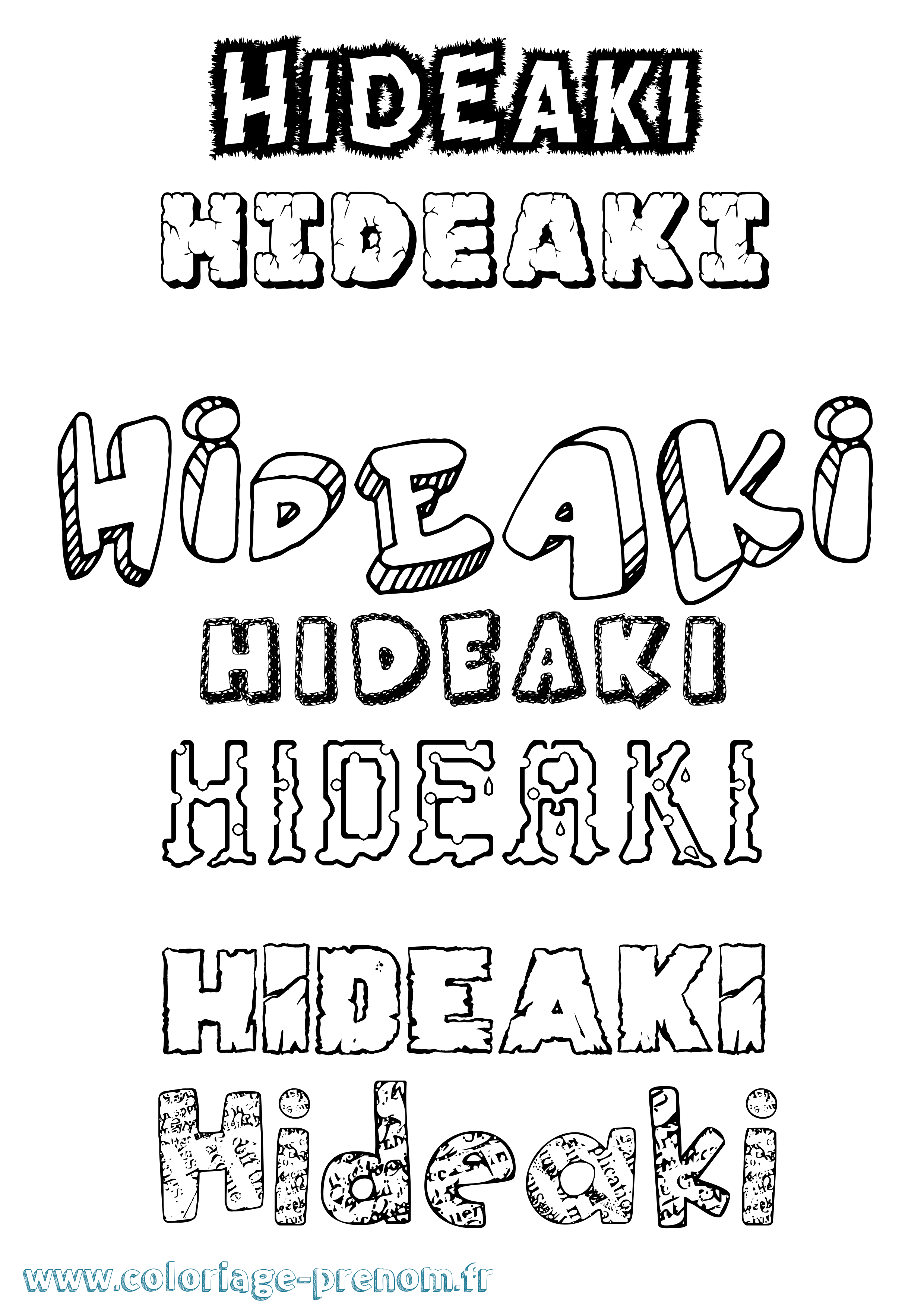 Coloriage Hideaki Destructuré Coloriage prénom Hideaki Destructuré