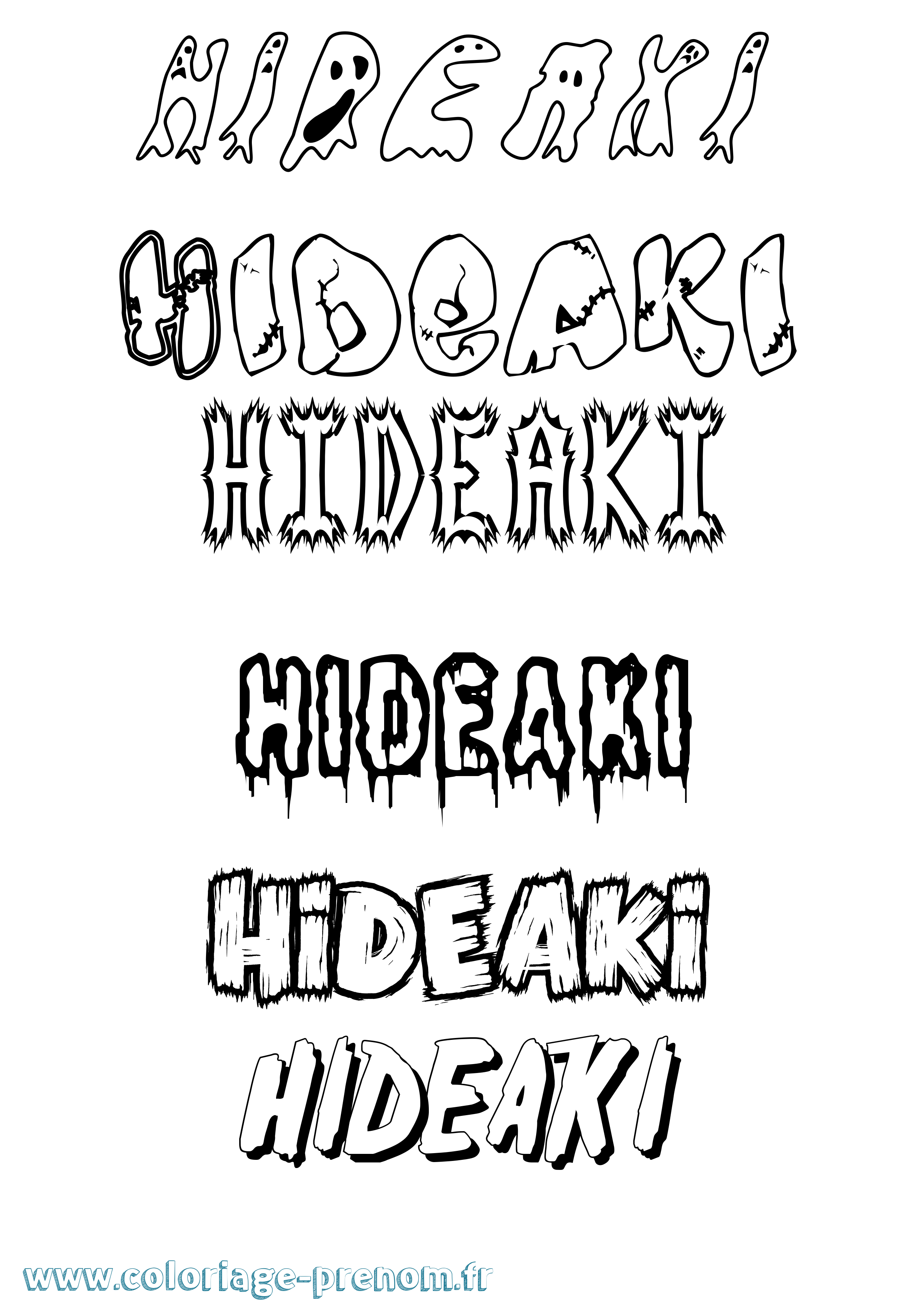 Coloriage Hideaki Frisson Coloriage prénom Hideaki Frisson
