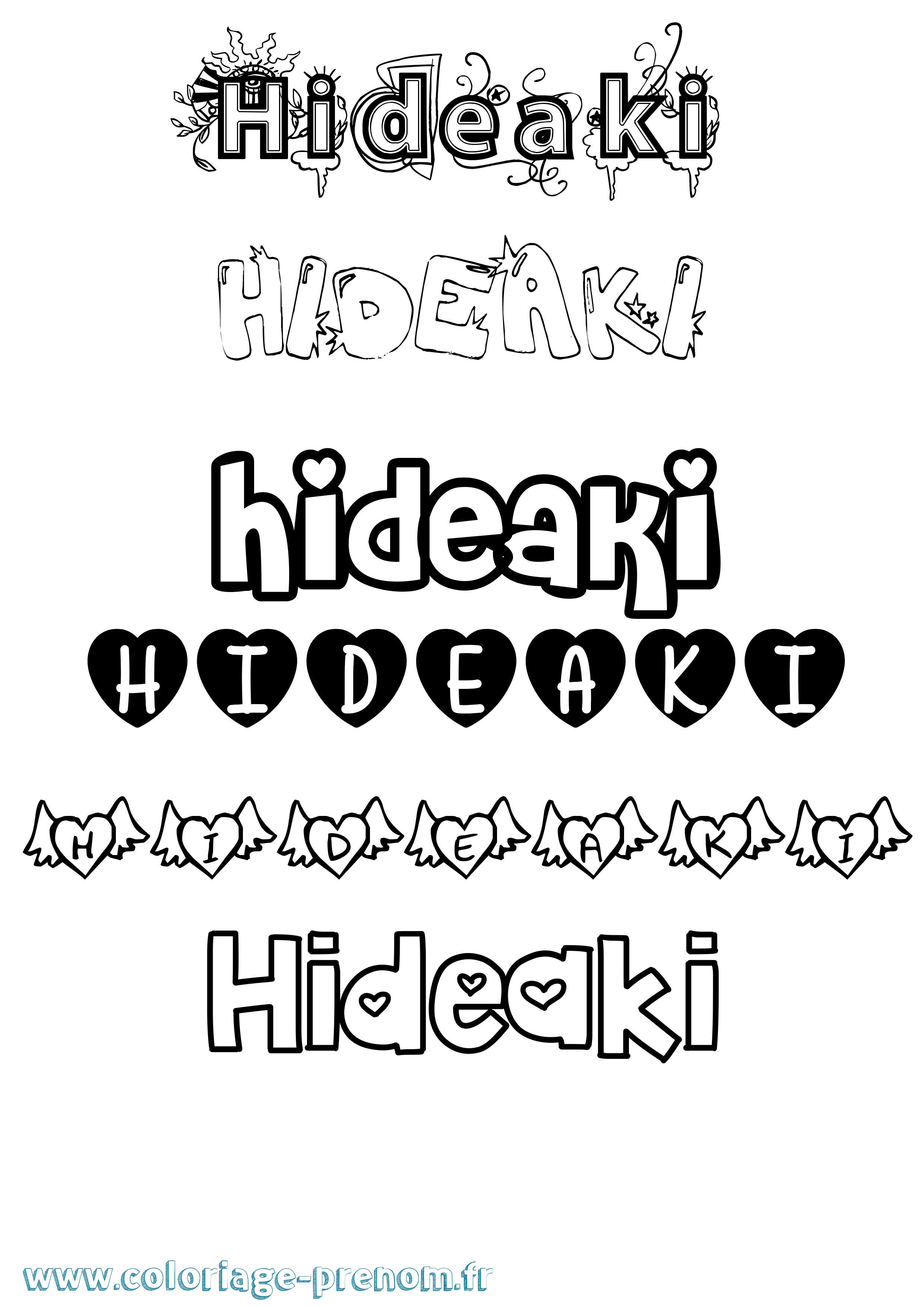 Coloriage Hideaki Girly Coloriage prénom Hideaki Girly