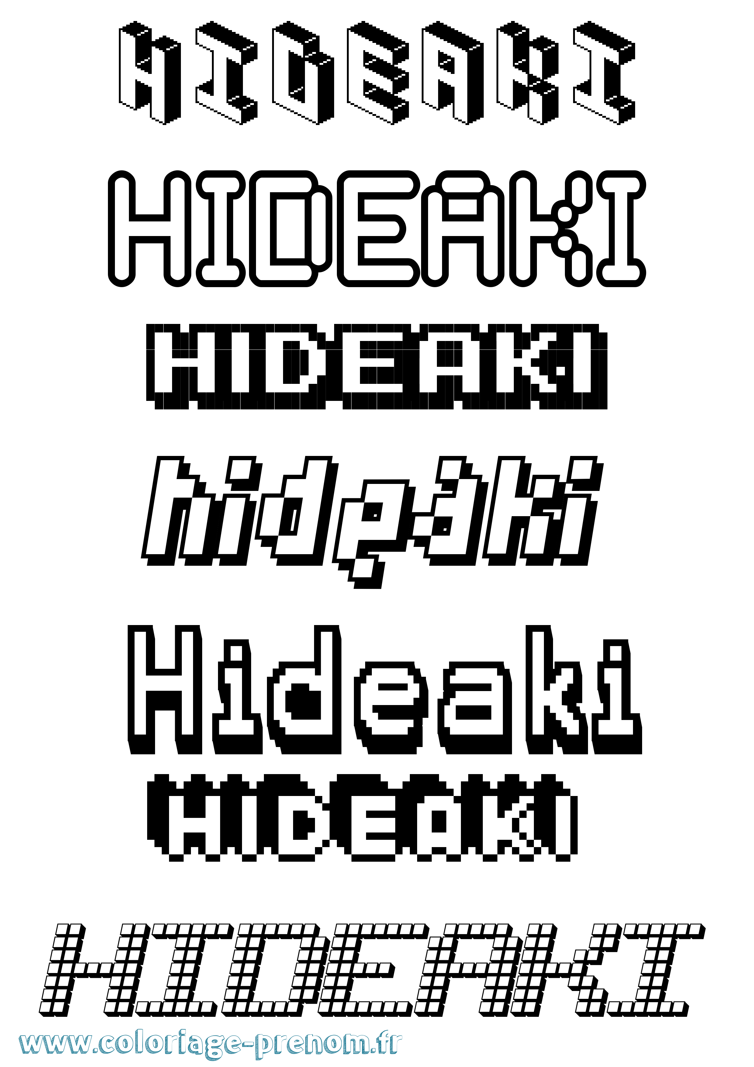 Coloriage Hideaki Pixel Coloriage prénom Hideaki Pixel