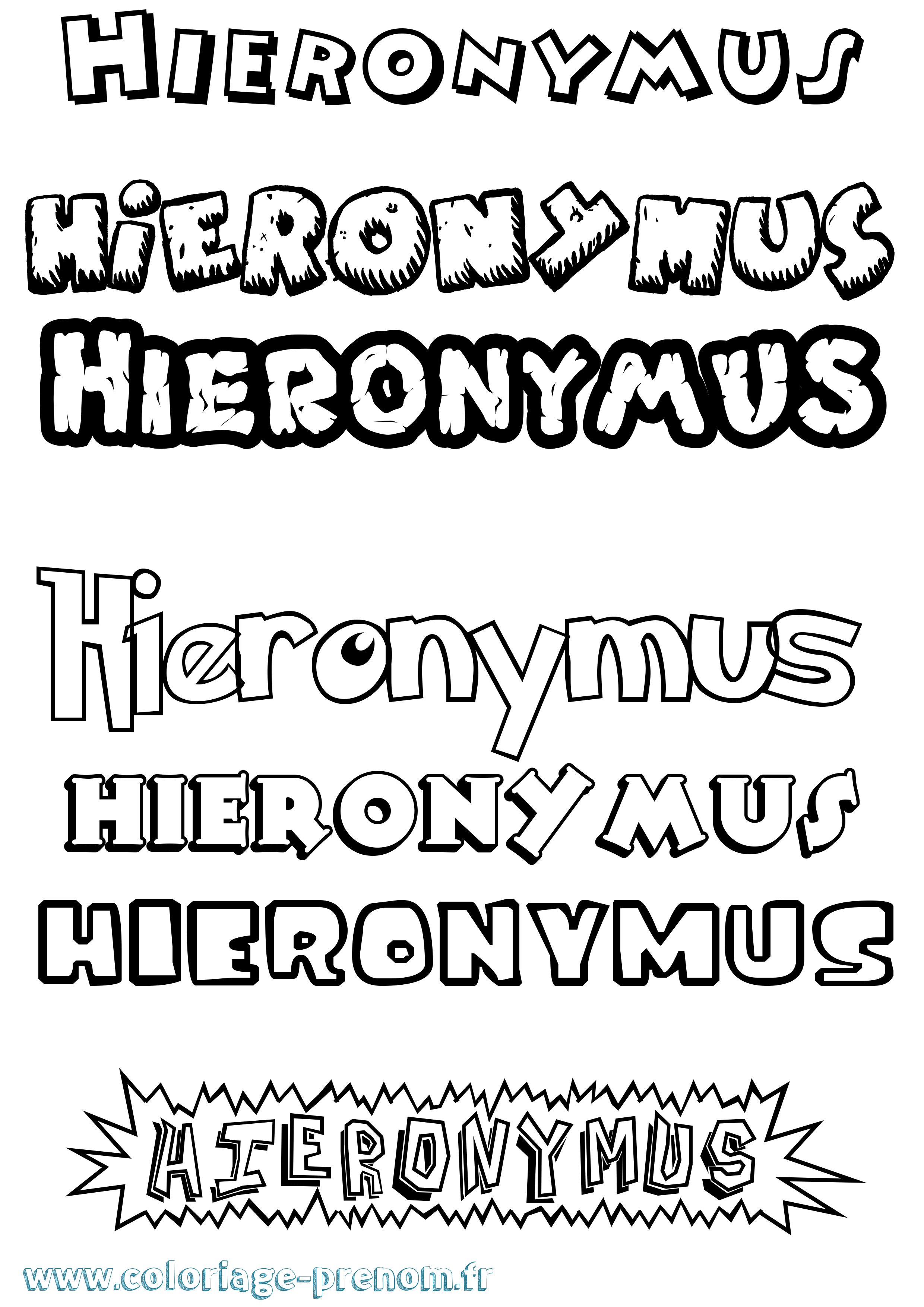 Coloriage Hieronymus Dessin Animé Coloriage prénom Hieronymus Dessin Animé