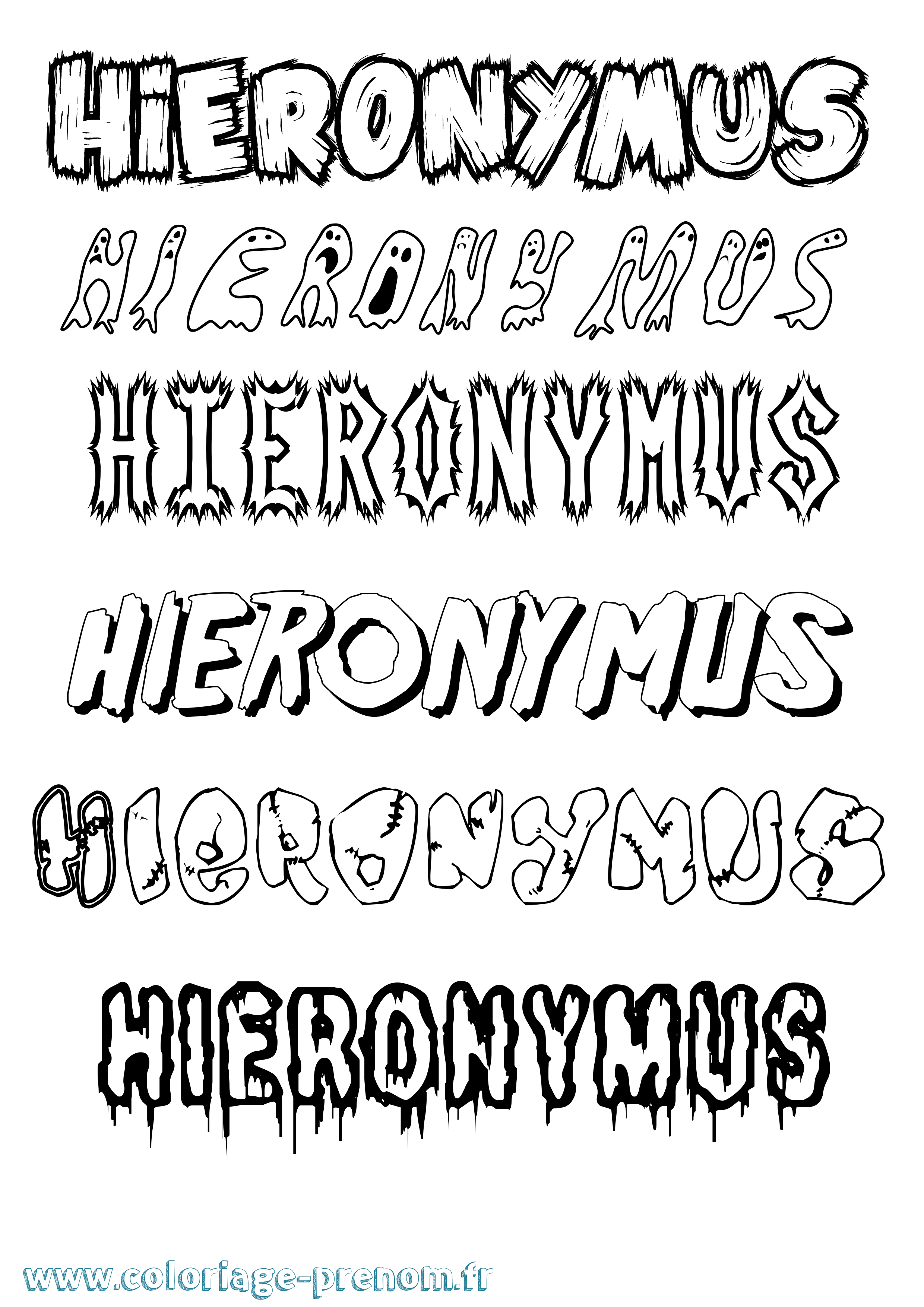 Coloriage Hieronymus Frisson Coloriage prénom Hieronymus Frisson