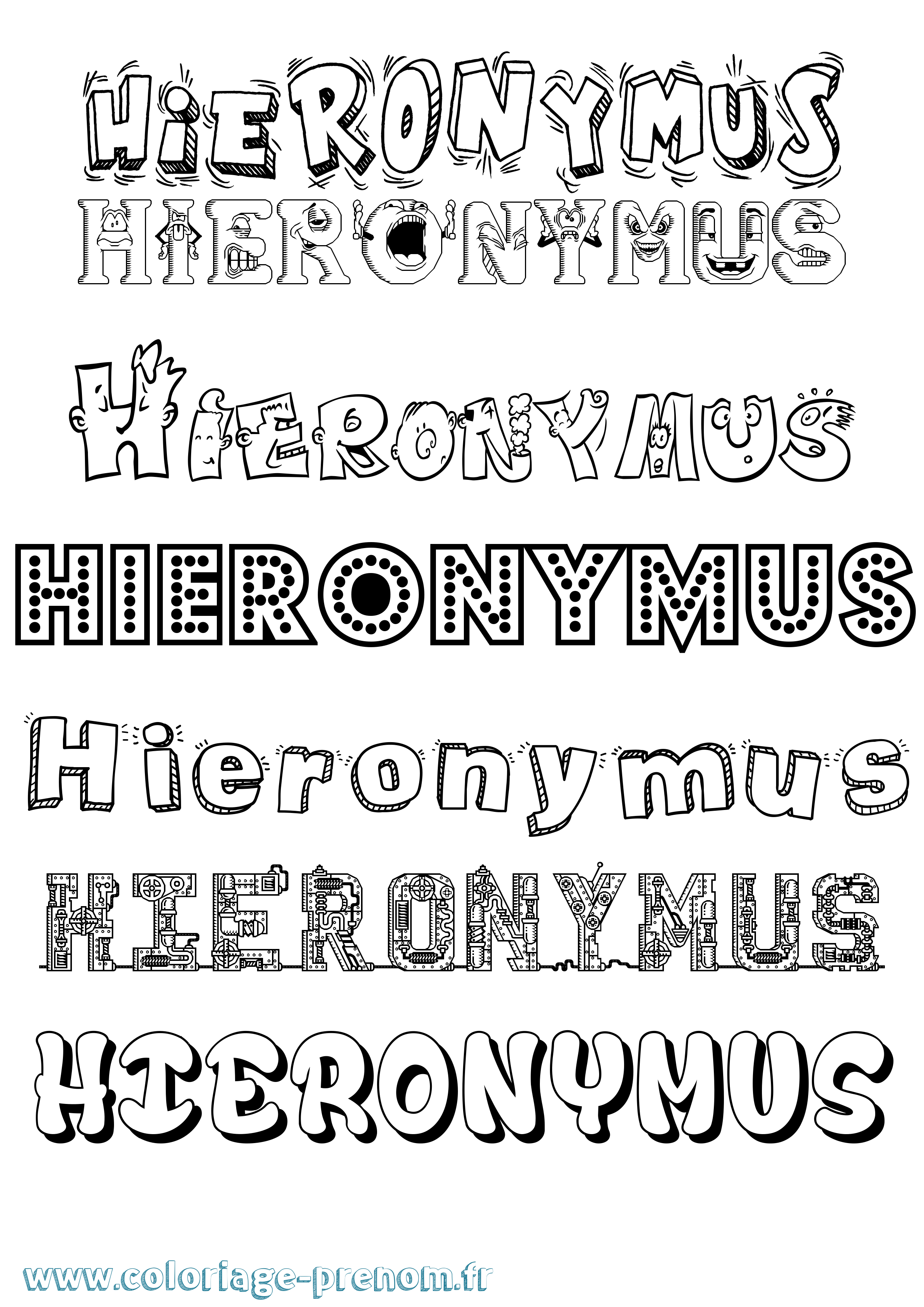Coloriage Hieronymus Fun Coloriage prénom Hieronymus Fun