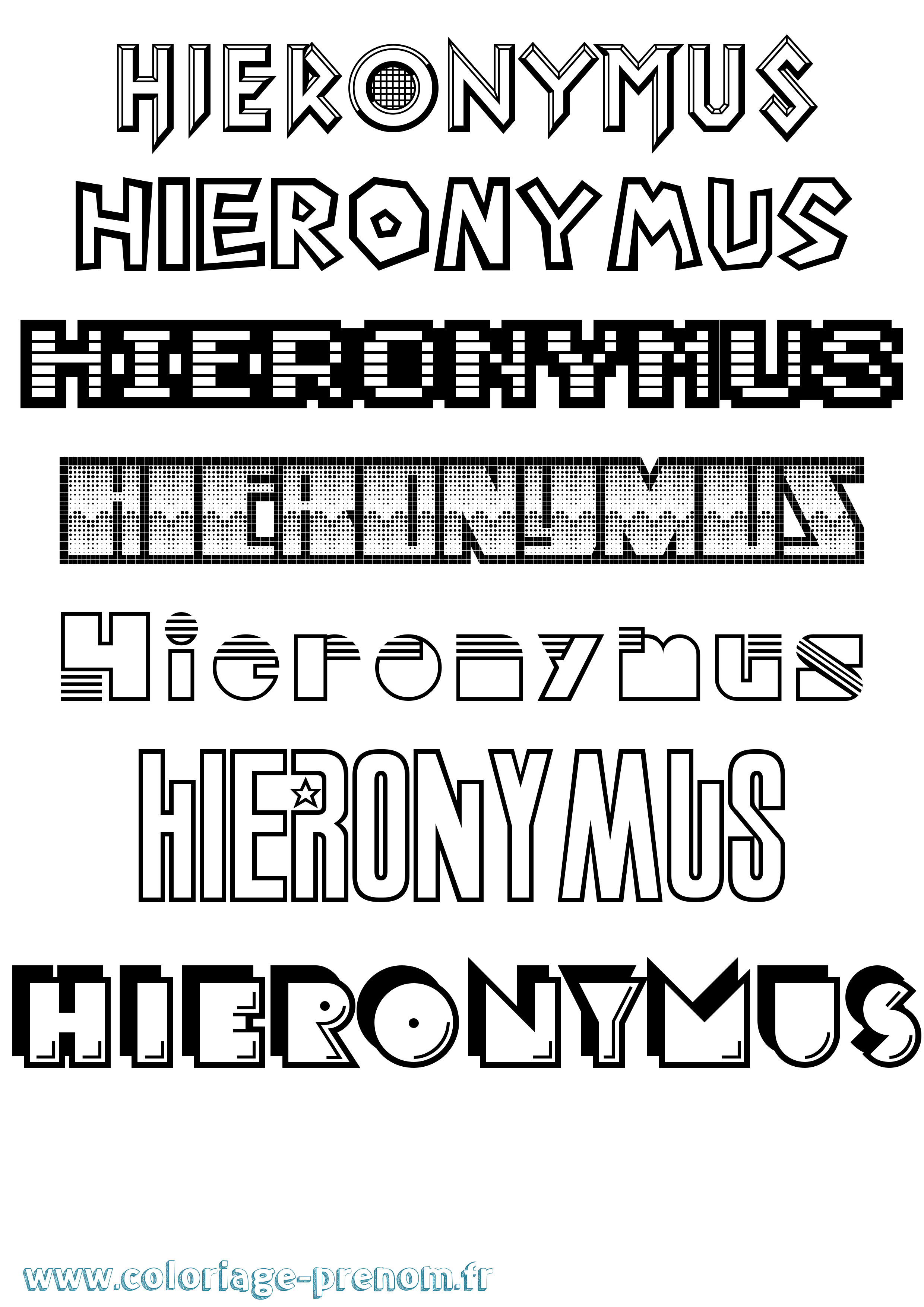 Coloriage Hieronymus Jeux Vidéos Coloriage prénom Hieronymus Jeux Vidéos