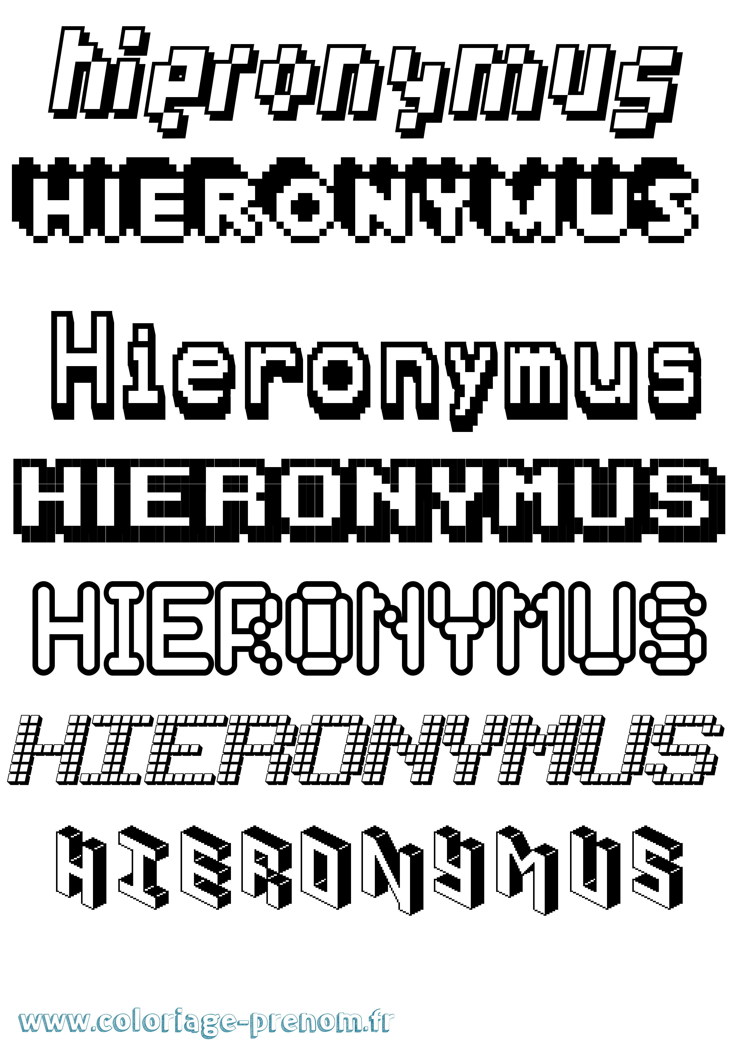 Coloriage Hieronymus Pixel Coloriage prénom Hieronymus Pixel