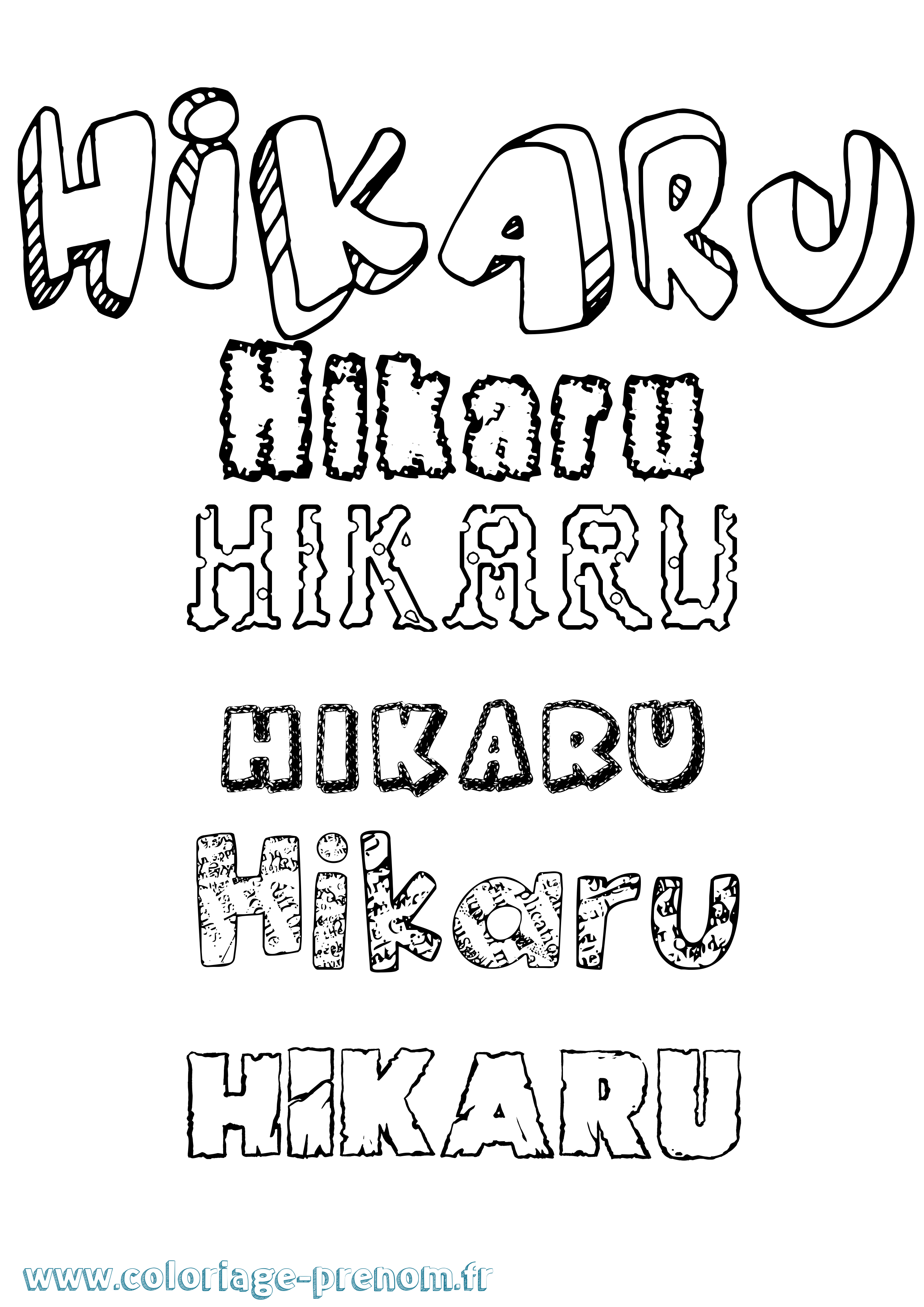 Coloriage Hikaru Destructuré Coloriage prénom Hikaru Destructuré