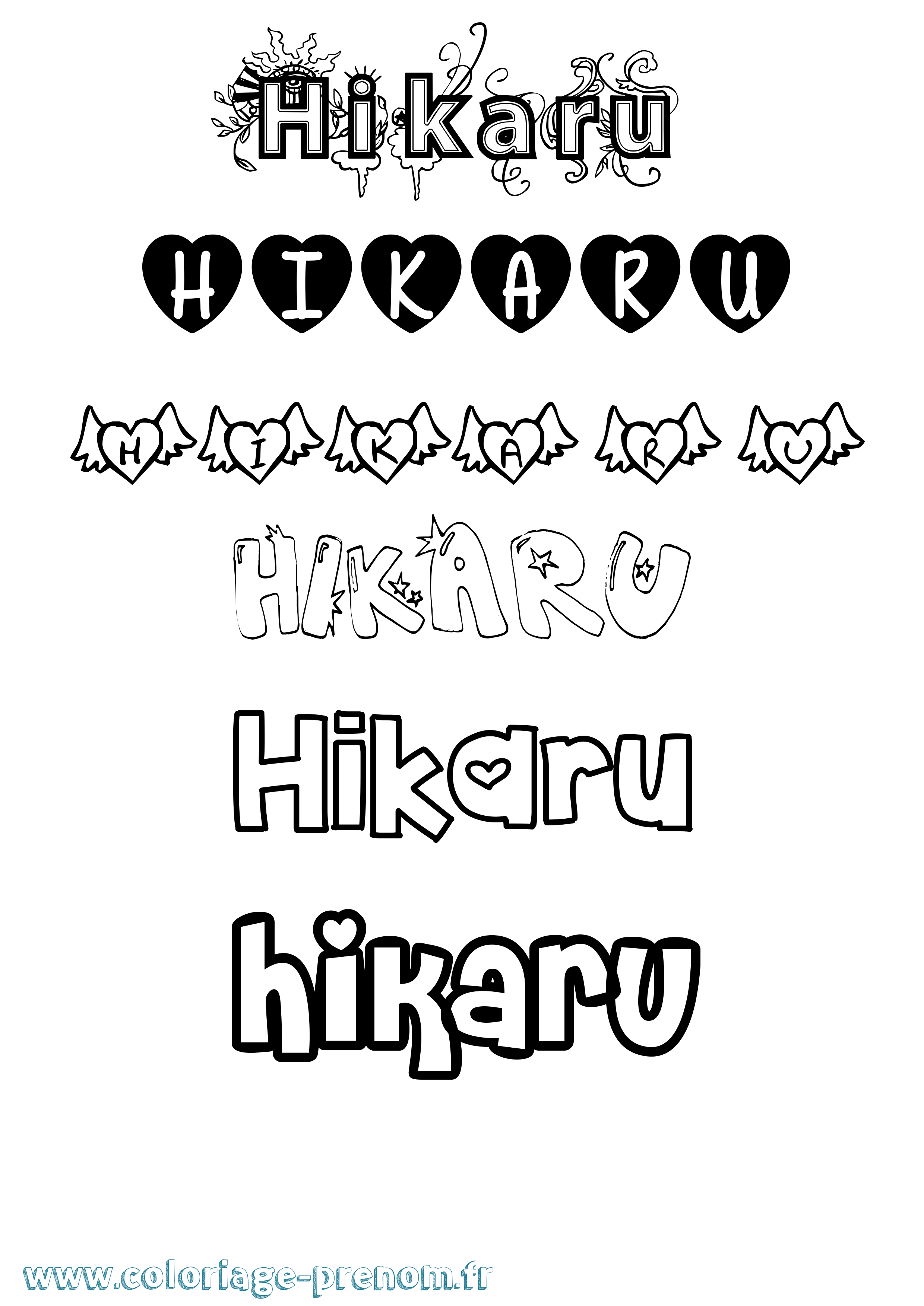 Coloriage Hikaru Girly Coloriage prénom Hikaru Girly