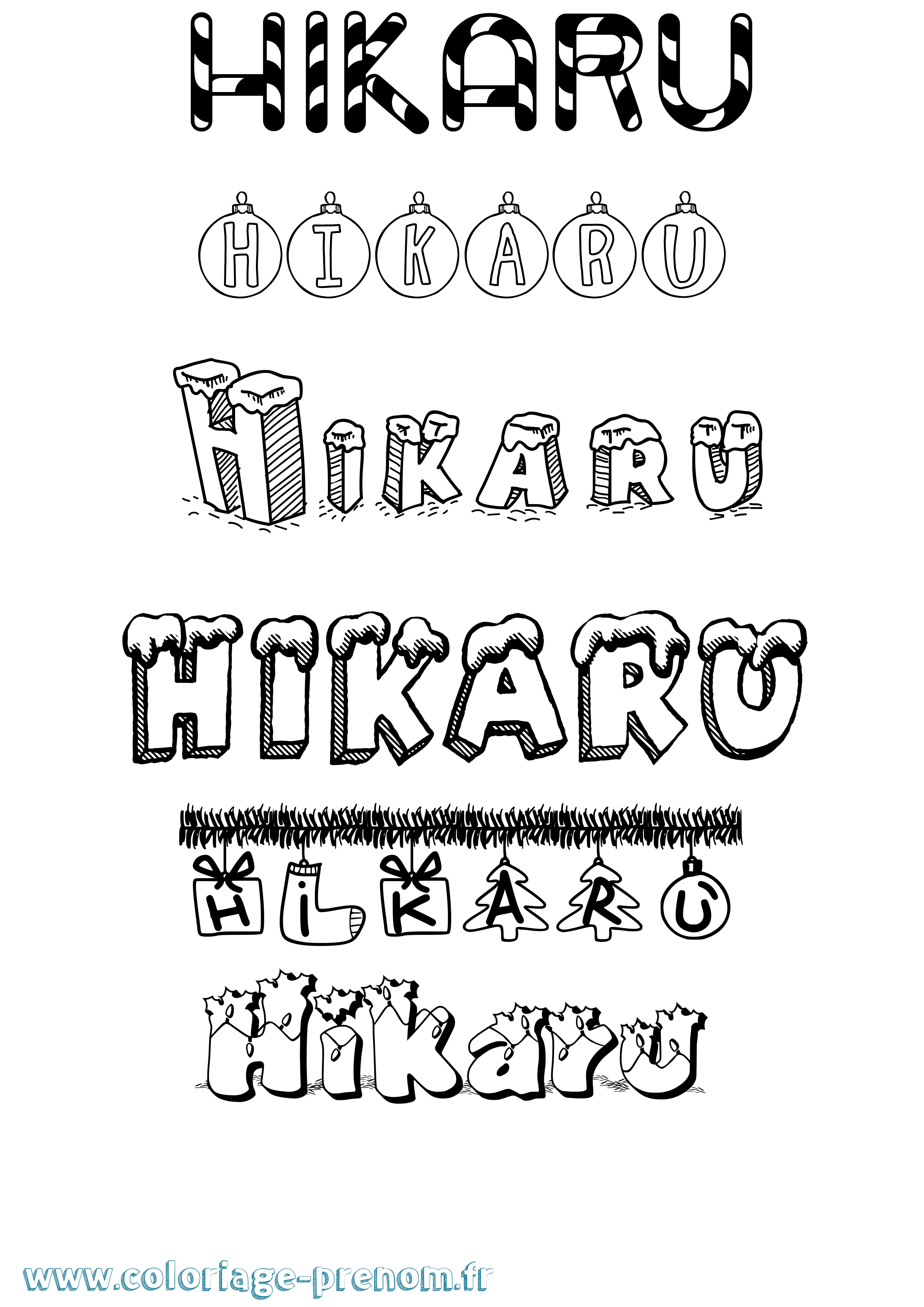 Coloriage Hikaru Noël Coloriage prénom Hikaru Noël