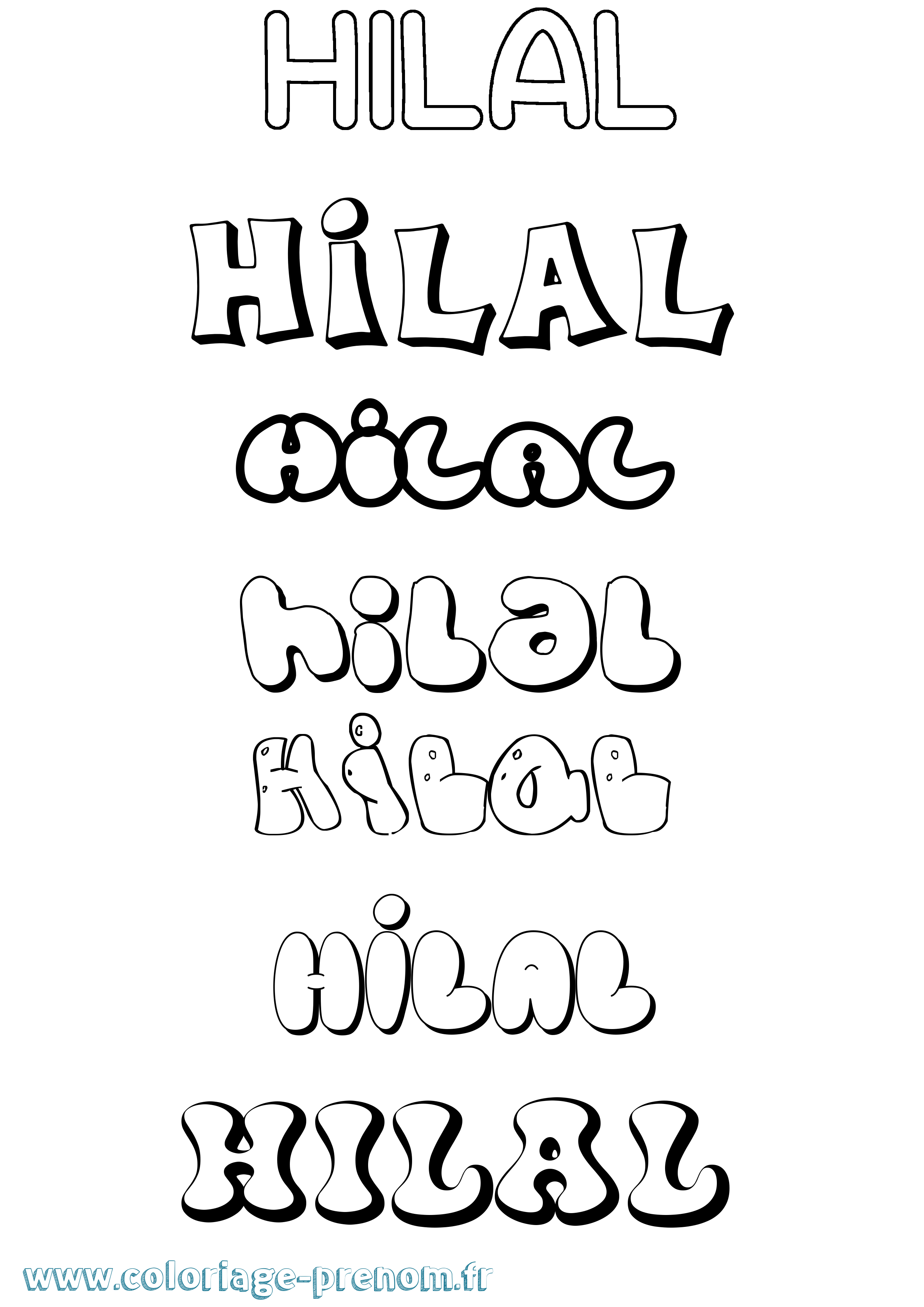 Coloriage Hilal Bubble Coloriage prénom Hilal Bubble