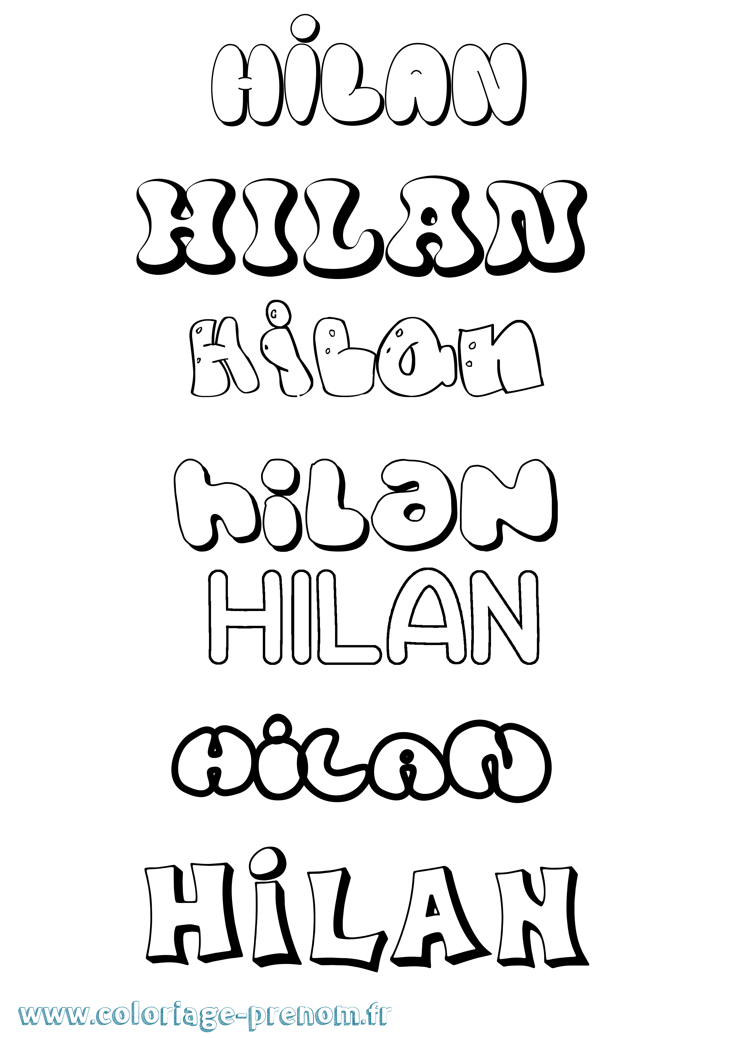Coloriage Hilan Bubble Coloriage prénom Hilan Bubble