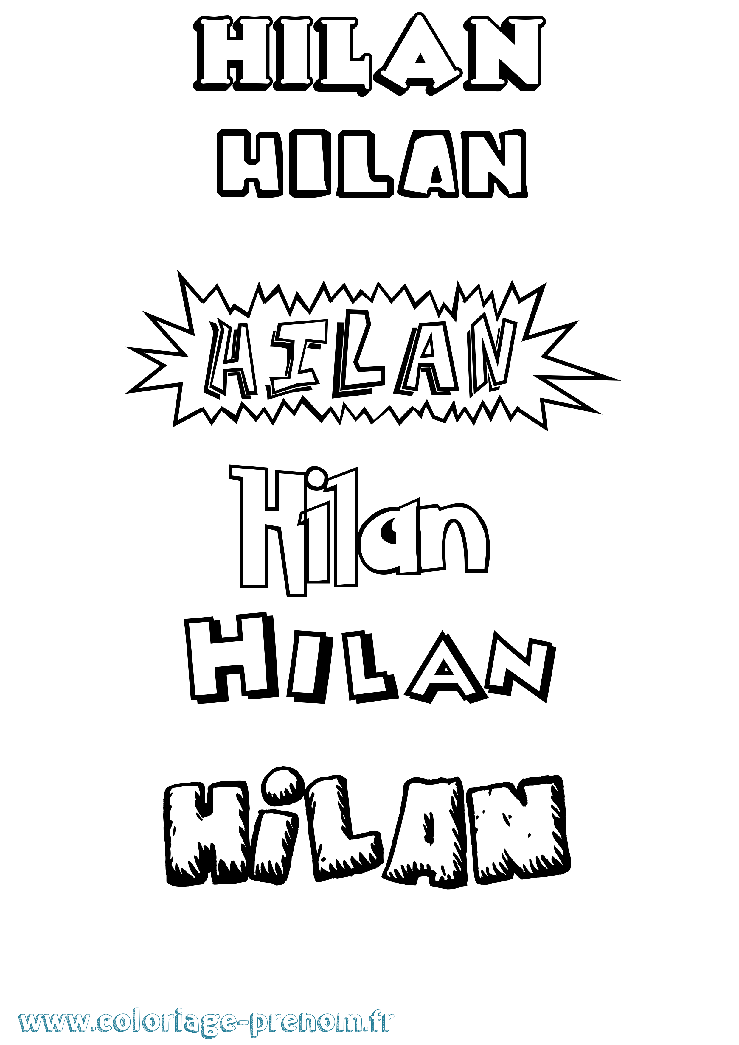 Coloriage Hilan Dessin Animé Coloriage prénom Hilan Dessin Animé