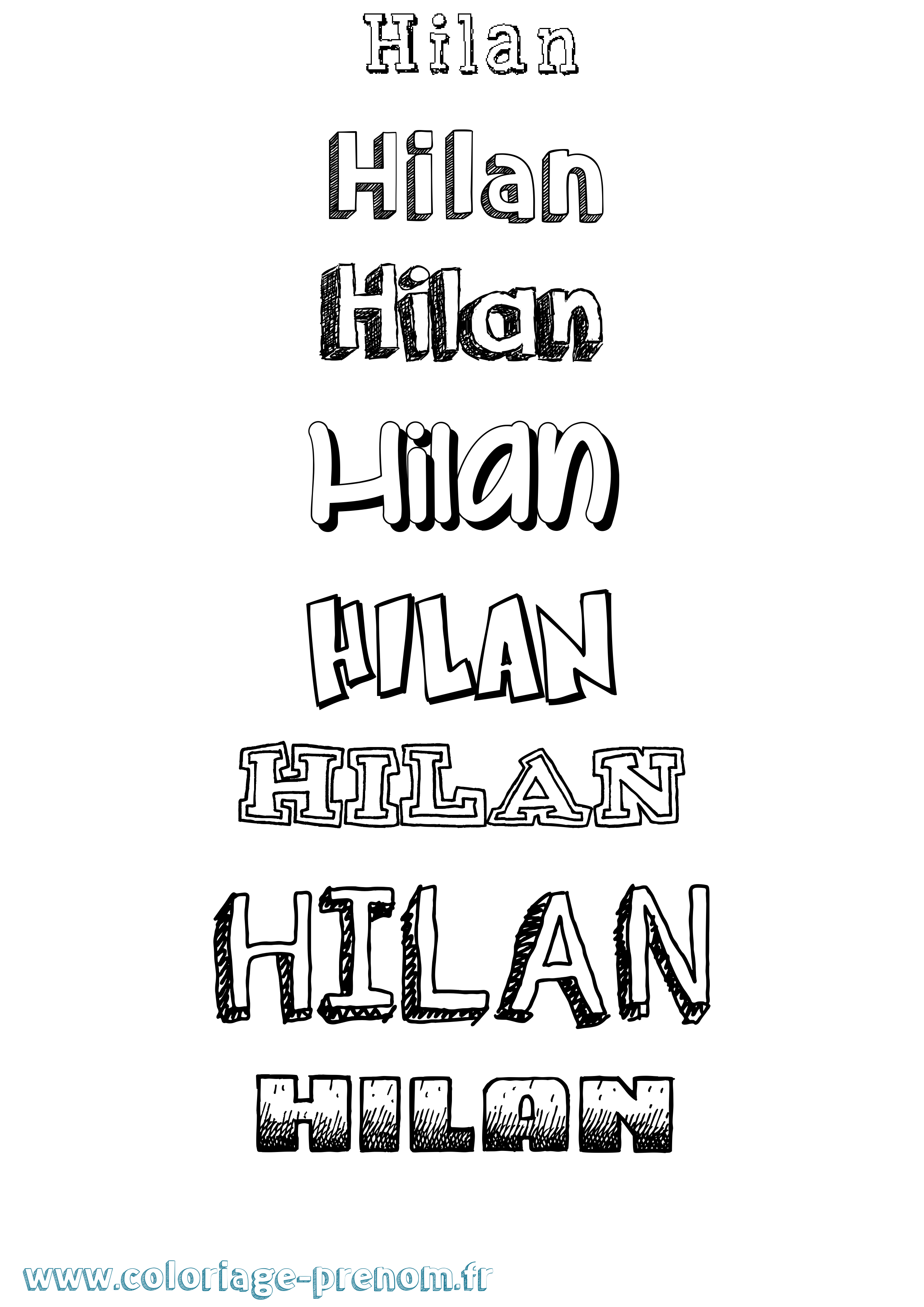 Coloriage Hilan Dessiné Coloriage prénom Hilan Dessiné
