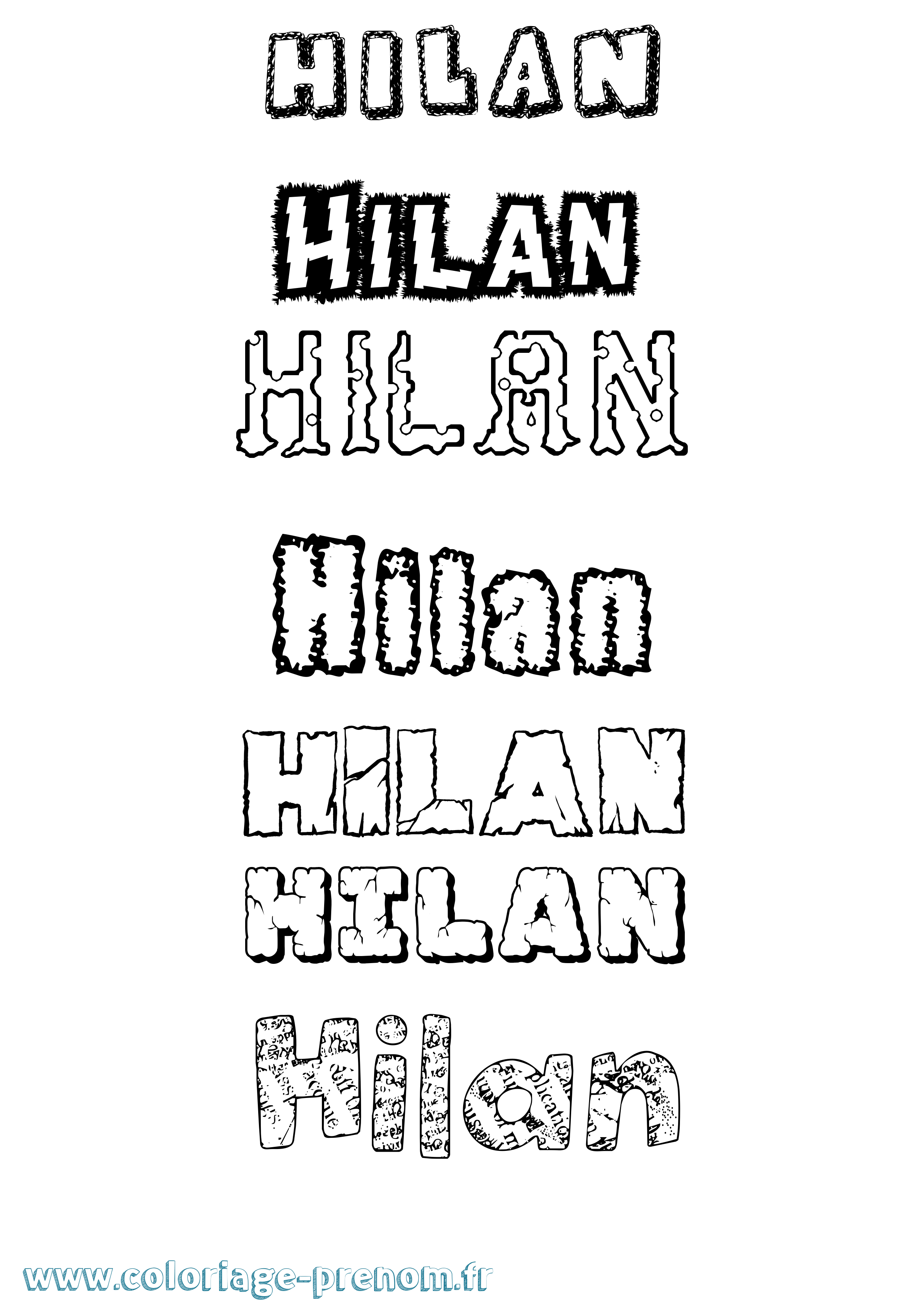 Coloriage Hilan Destructuré Coloriage prénom Hilan Destructuré