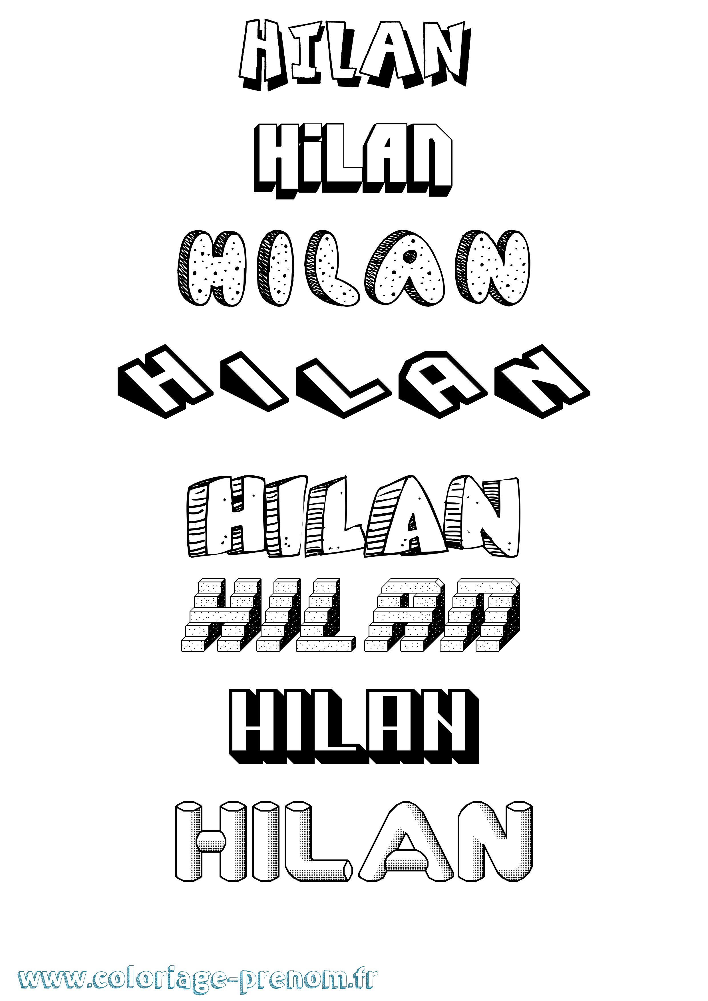 Coloriage Hilan Effet 3D Coloriage prénom Hilan Effet 3D