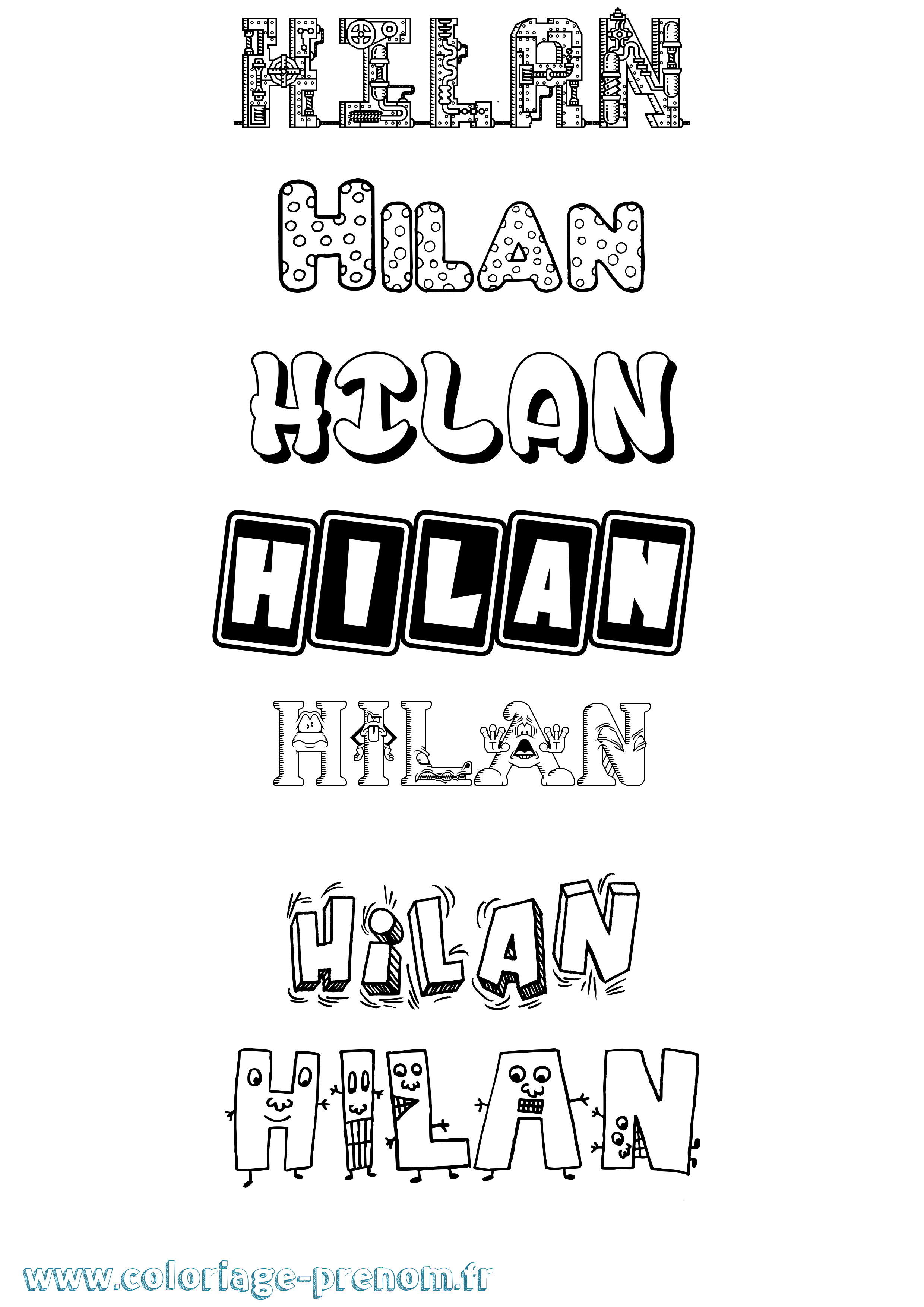 Coloriage Hilan Fun Coloriage prénom Hilan Fun