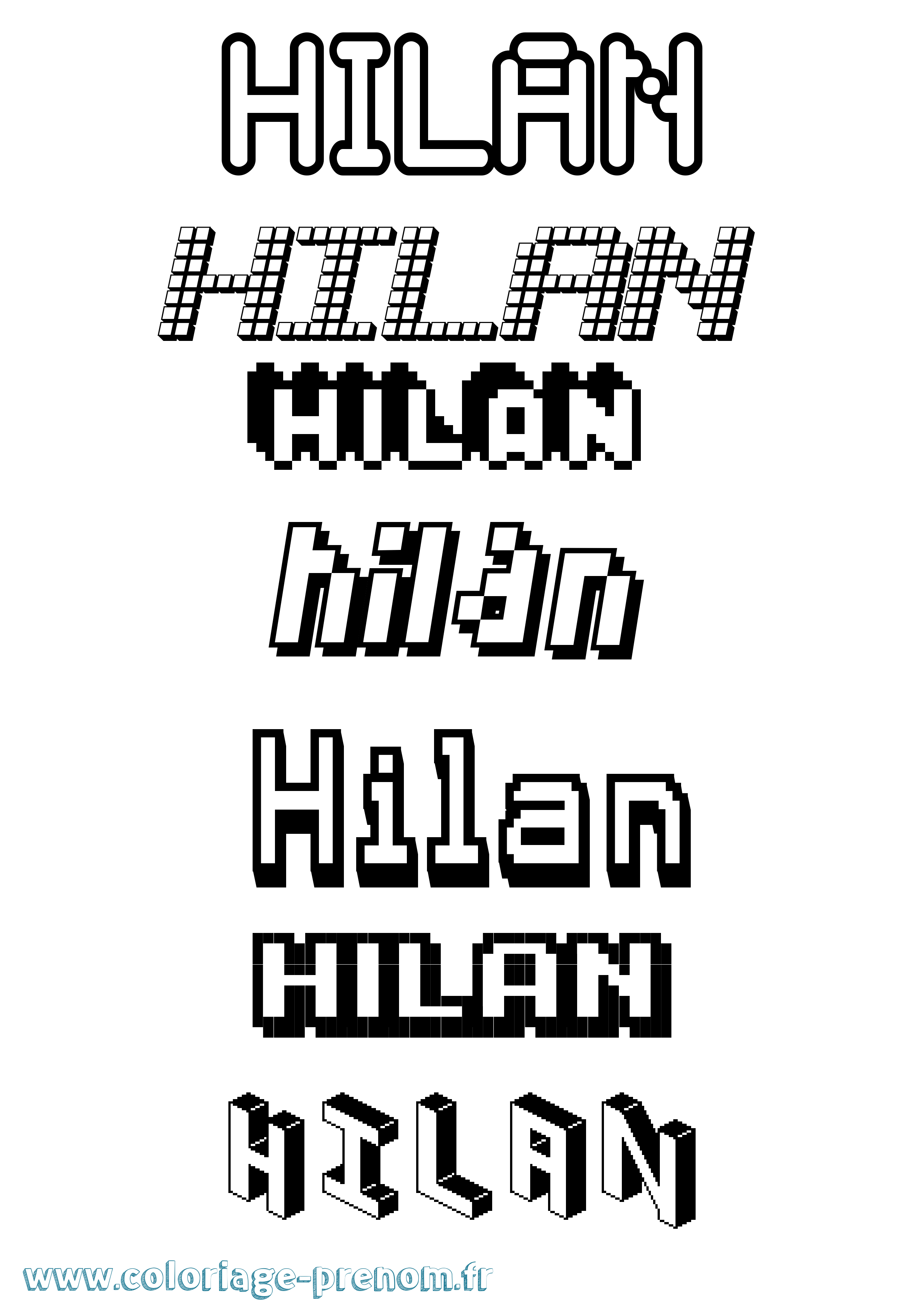 Coloriage Hilan Pixel Coloriage prénom Hilan Pixel