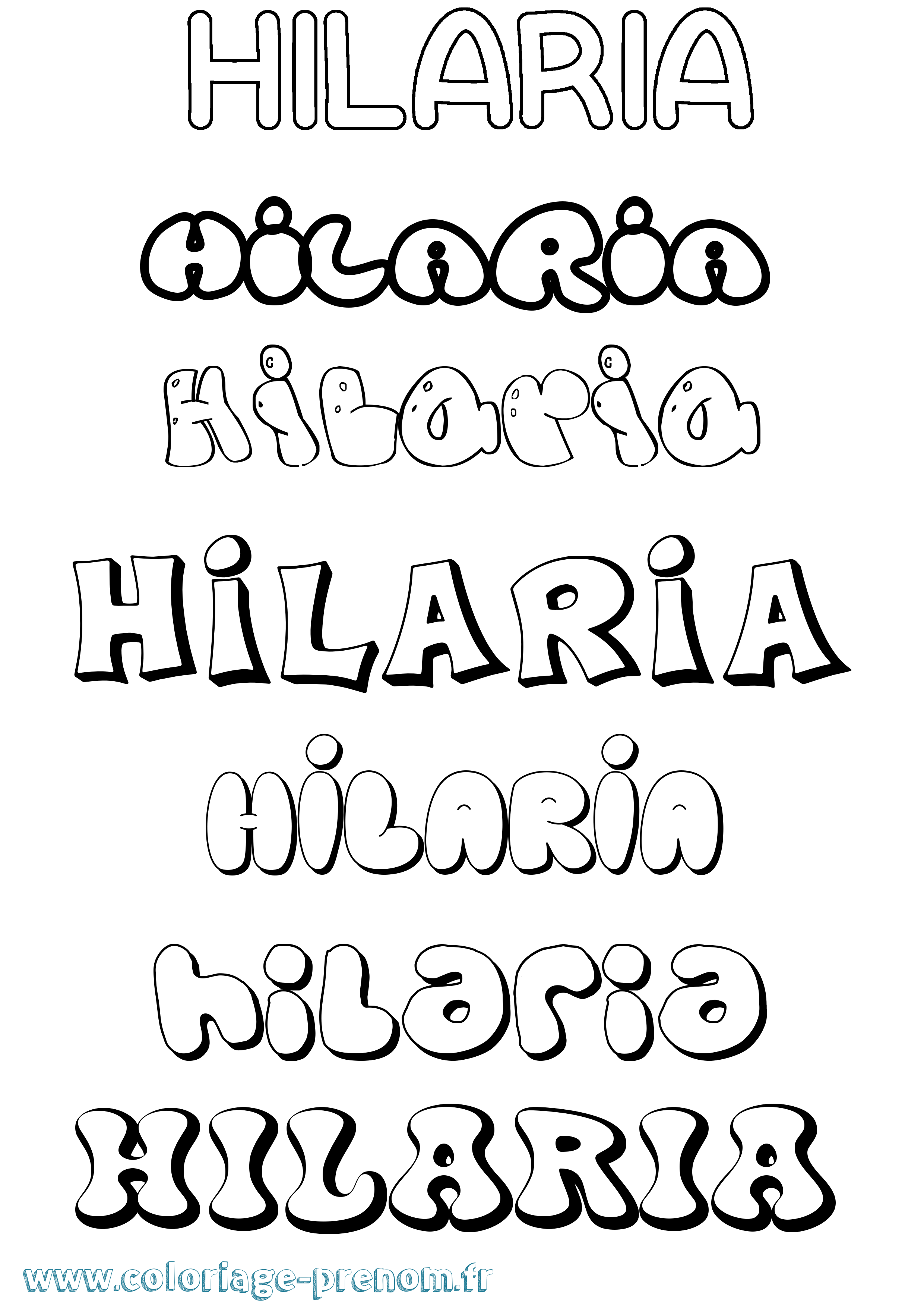 Coloriage Hilaria Bubble Coloriage prénom Hilaria Bubble