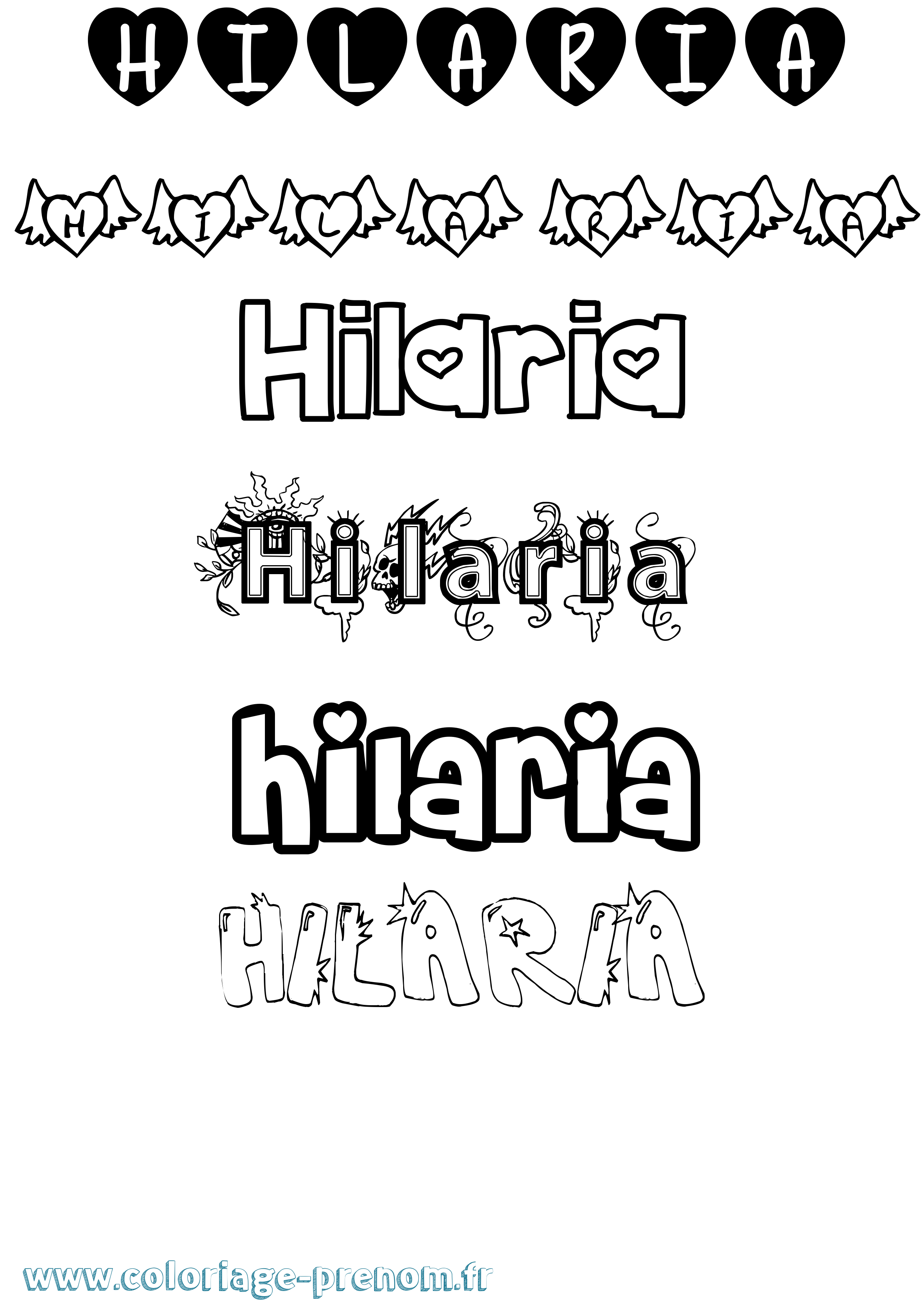 Coloriage Hilaria Girly Coloriage prénom Hilaria Girly