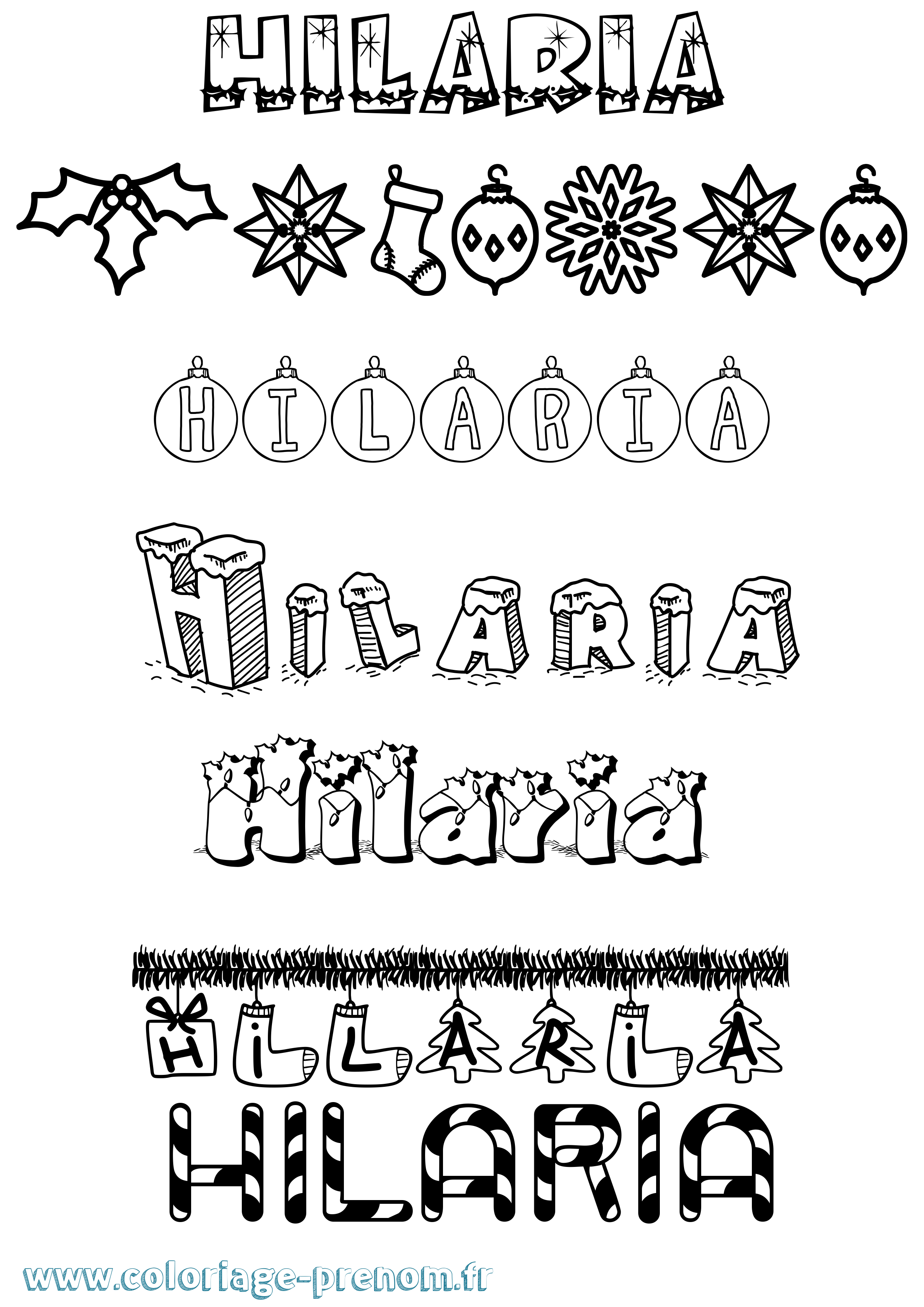 Coloriage Hilaria Noël Coloriage prénom Hilaria Noël