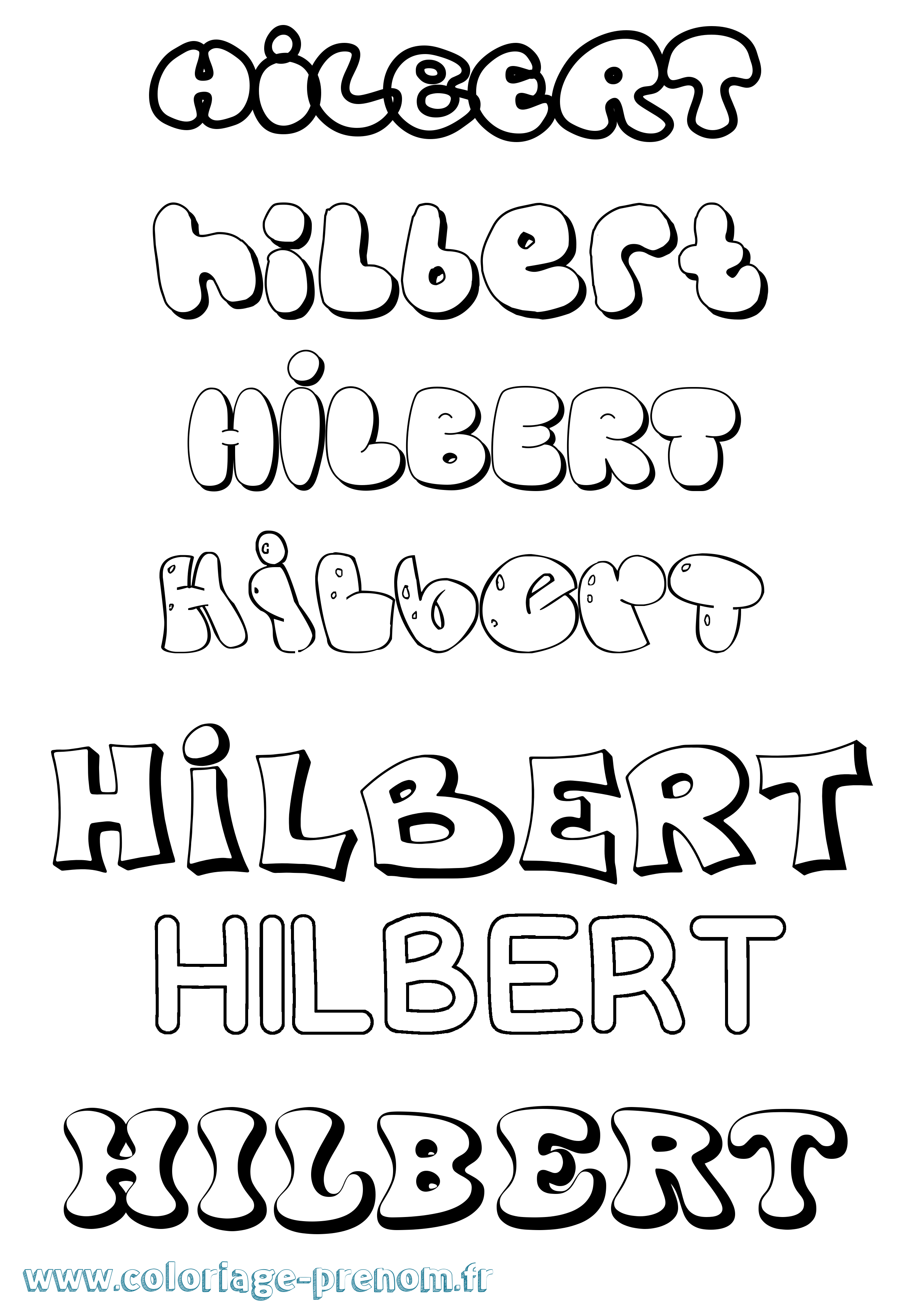 Coloriage Hilbert Bubble Coloriage prénom Hilbert Bubble