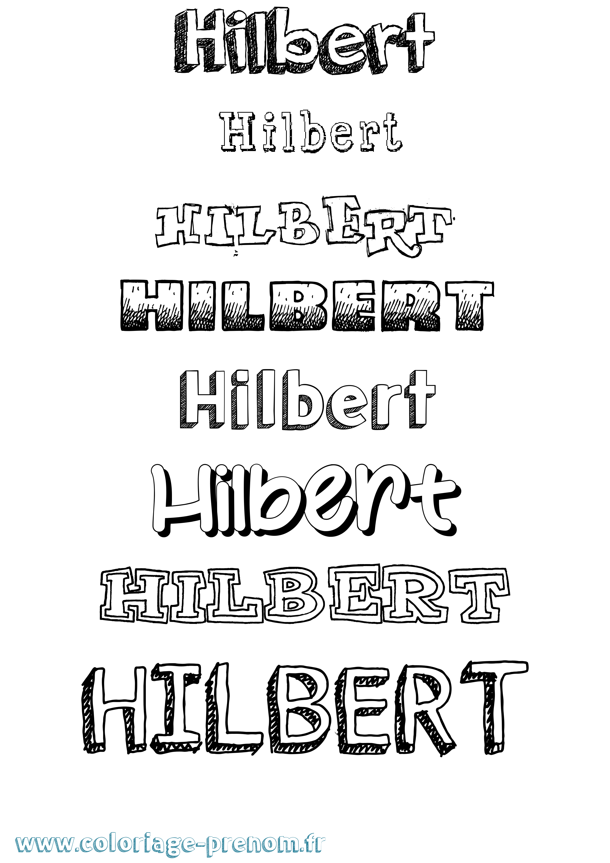 Coloriage Hilbert Dessiné Coloriage prénom Hilbert Dessiné