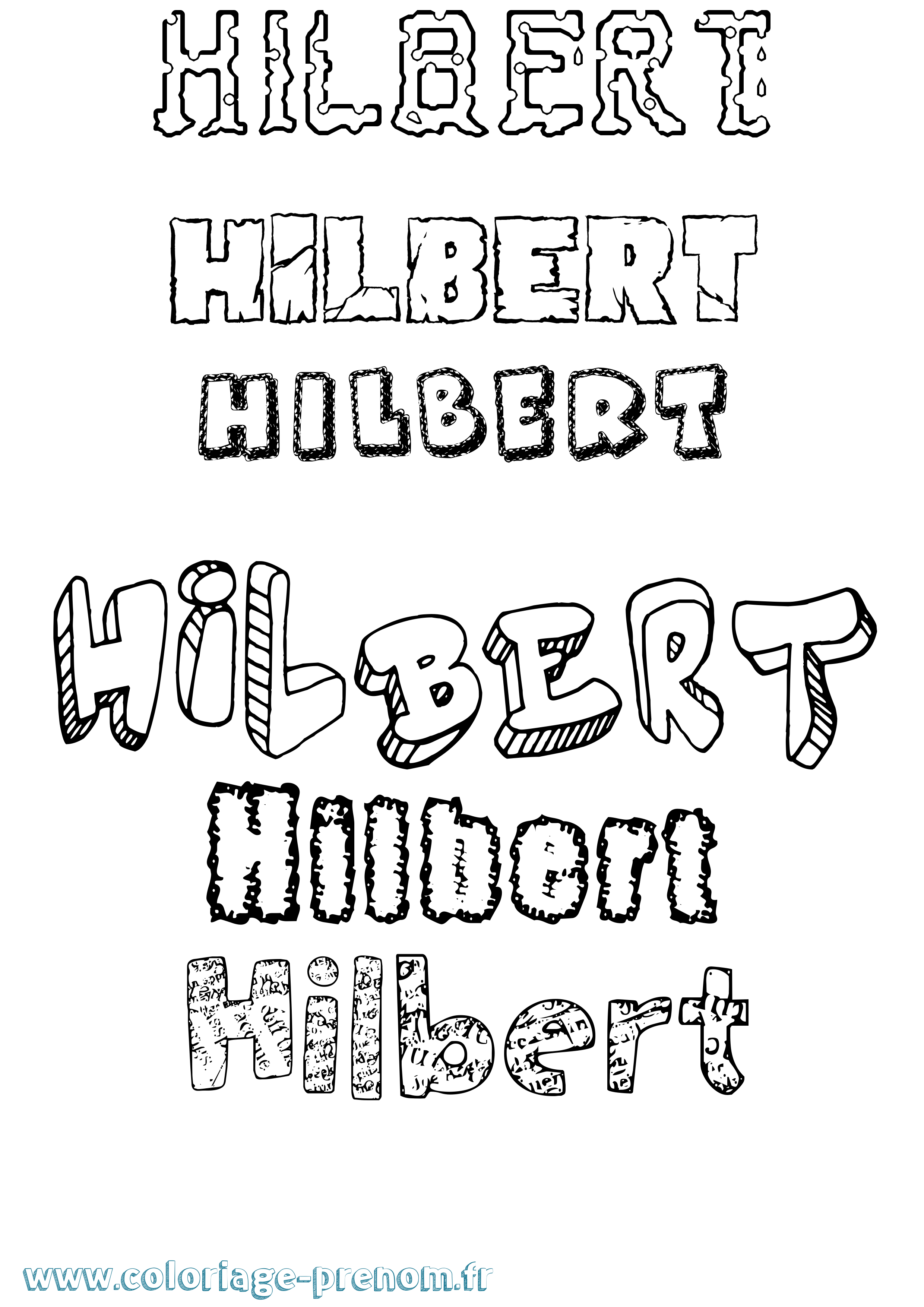 Coloriage Hilbert Destructuré Coloriage prénom Hilbert Destructuré