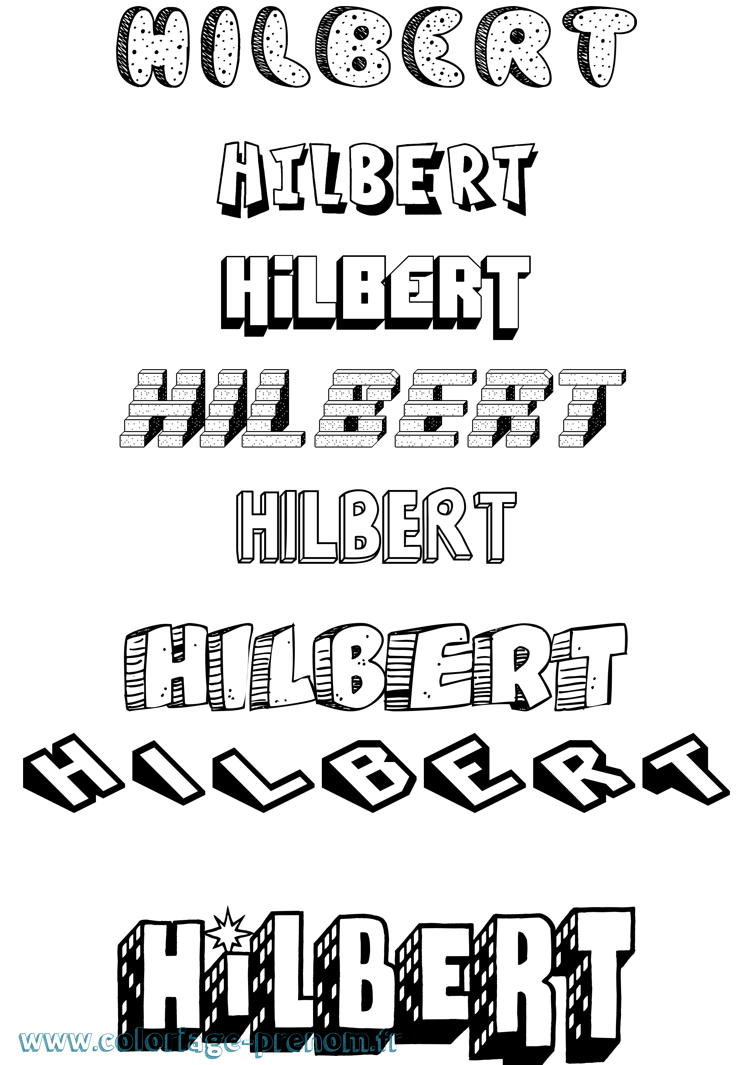 Coloriage Hilbert Effet 3D Coloriage prénom Hilbert Effet 3D