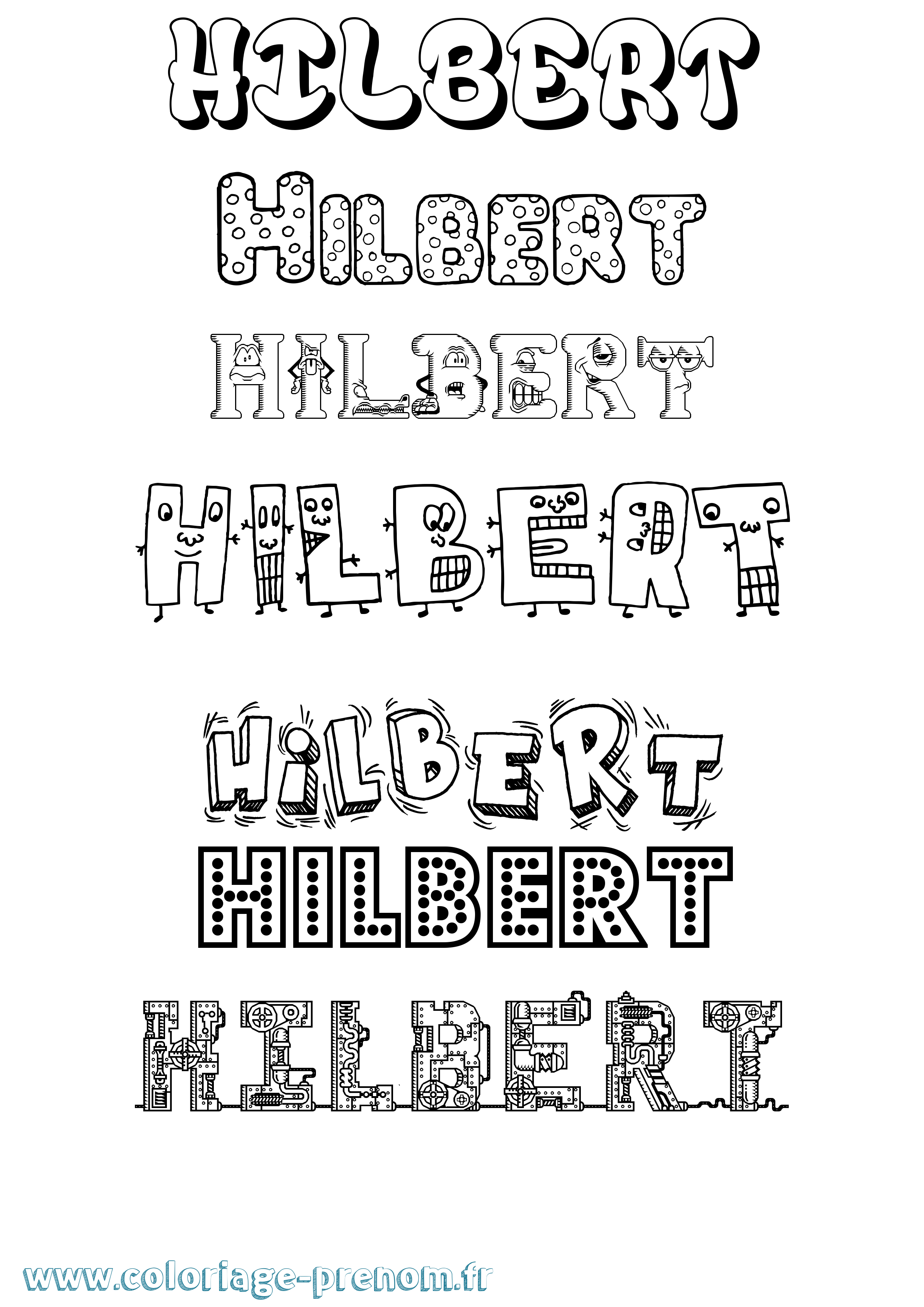 Coloriage Hilbert Fun Coloriage prénom Hilbert Fun