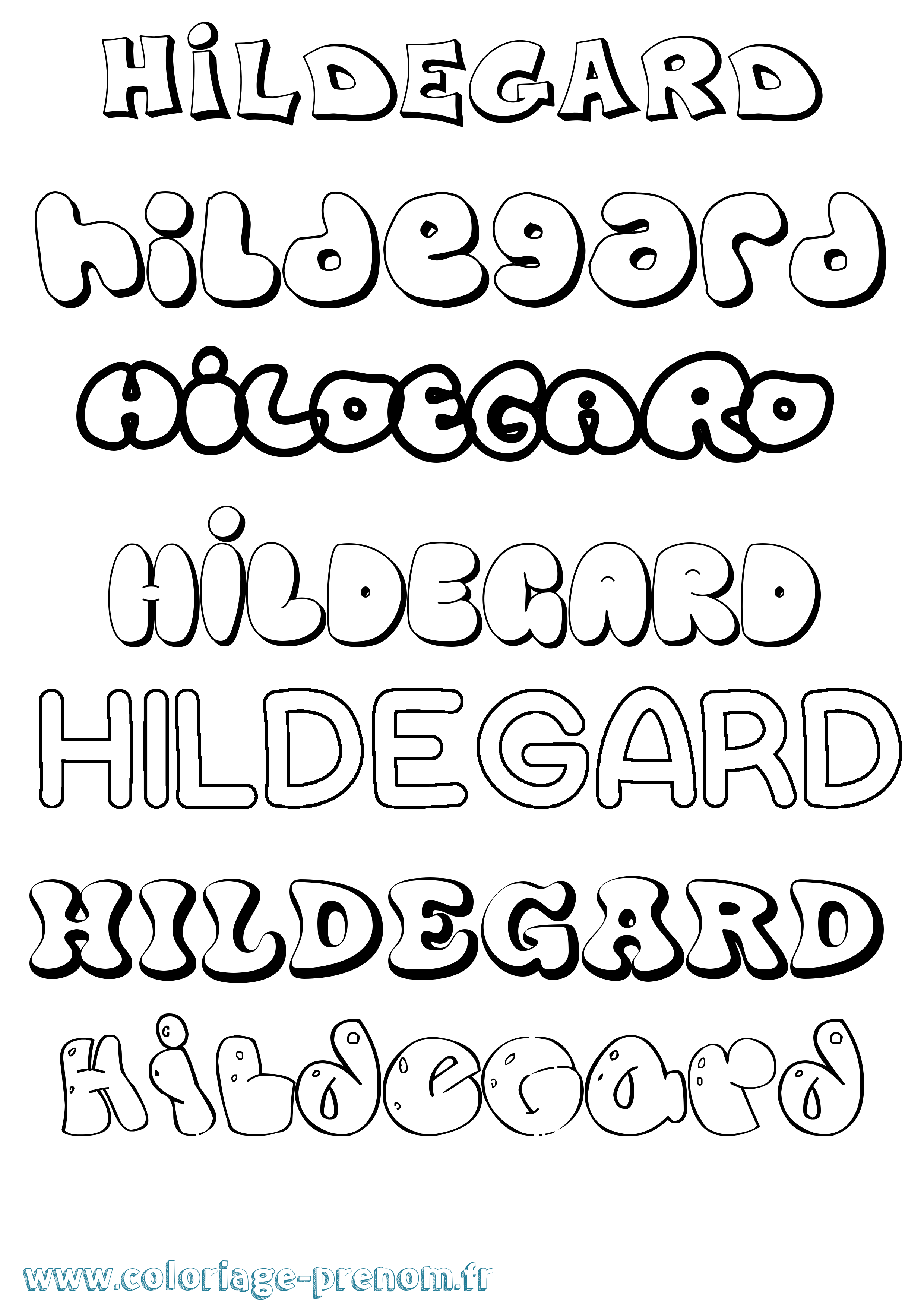 Coloriage Hildegard Bubble Coloriage prénom Hildegard Bubble