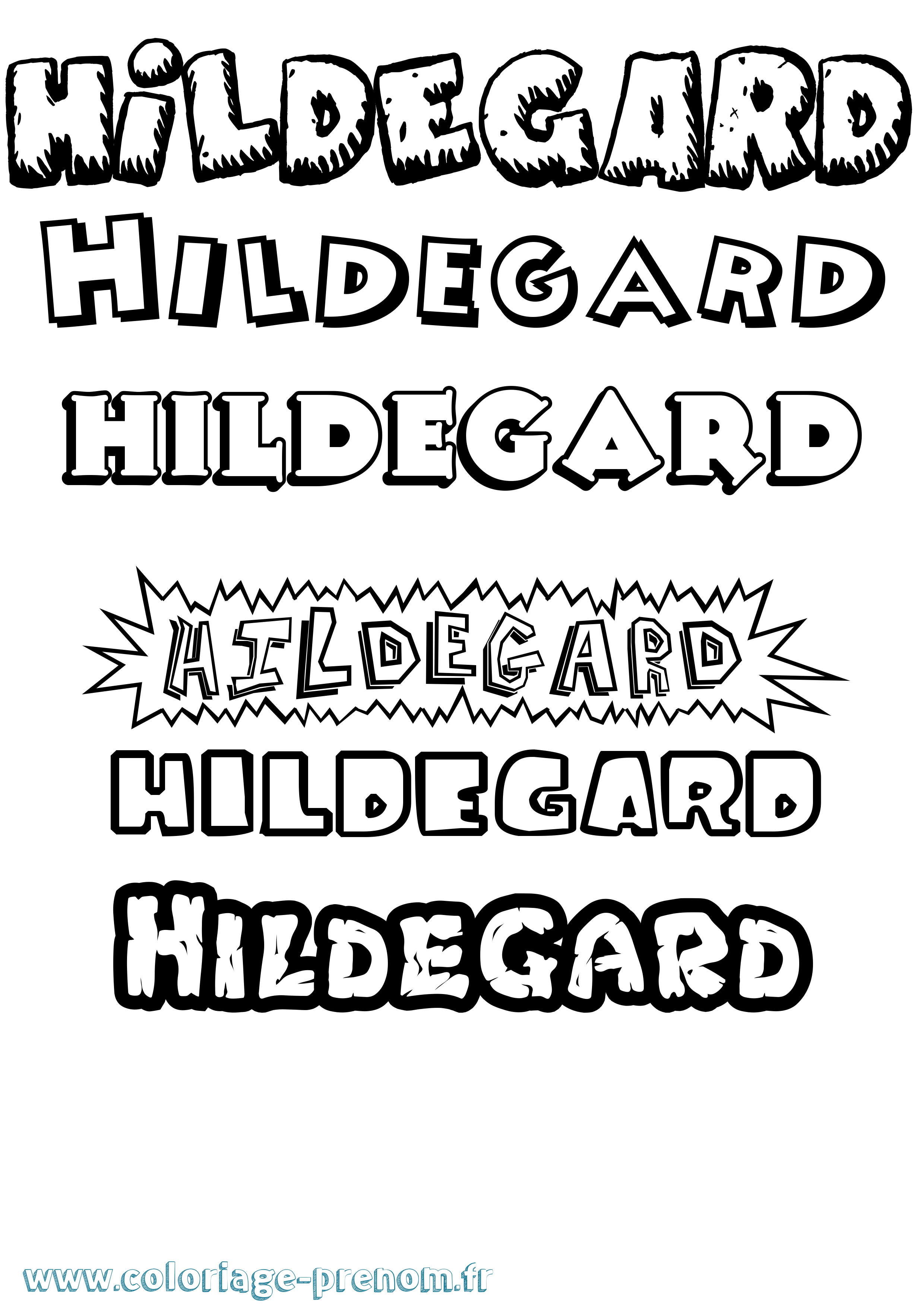 Coloriage Hildegard Dessin Animé Coloriage prénom Hildegard Dessin Animé
