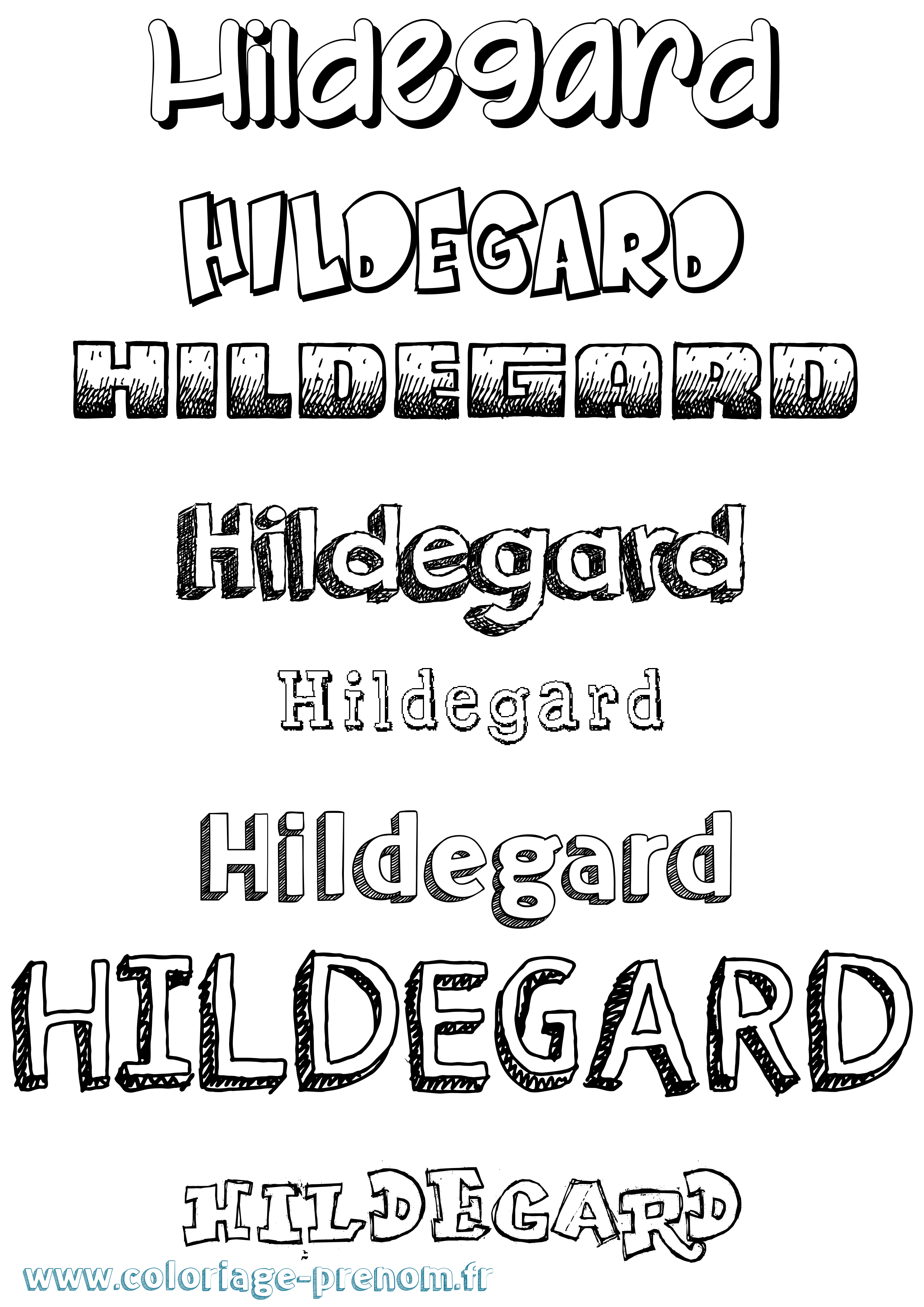 Coloriage Hildegard Dessiné Coloriage prénom Hildegard Dessiné