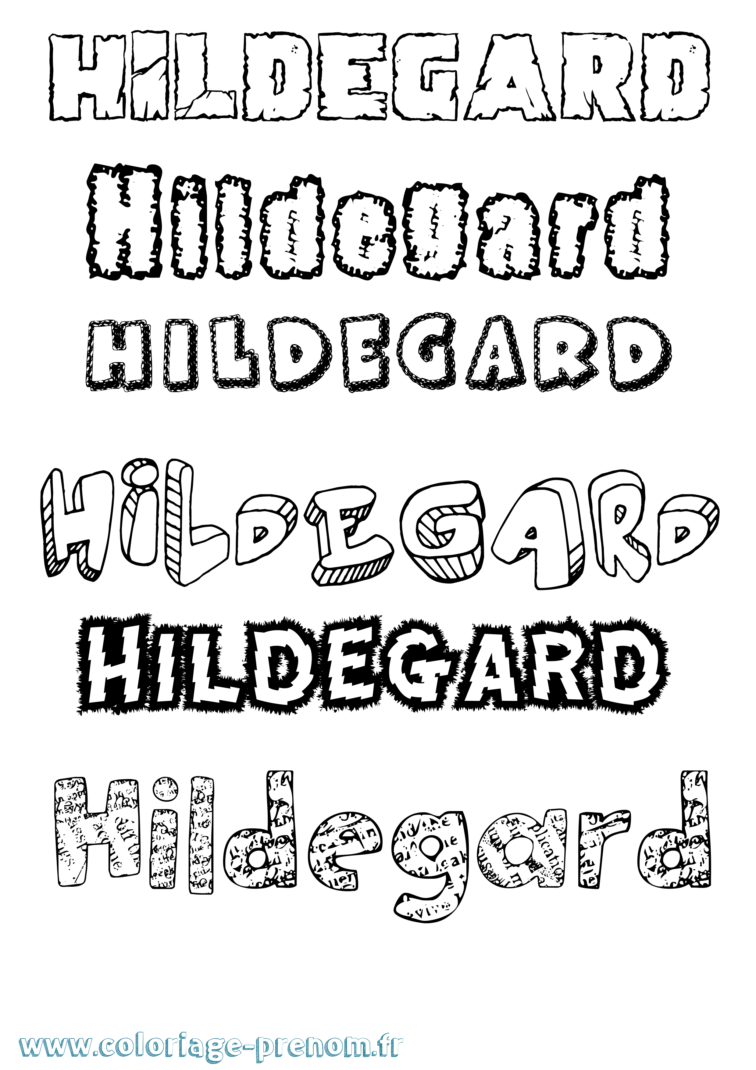 Coloriage Hildegard Destructuré Coloriage prénom Hildegard Destructuré