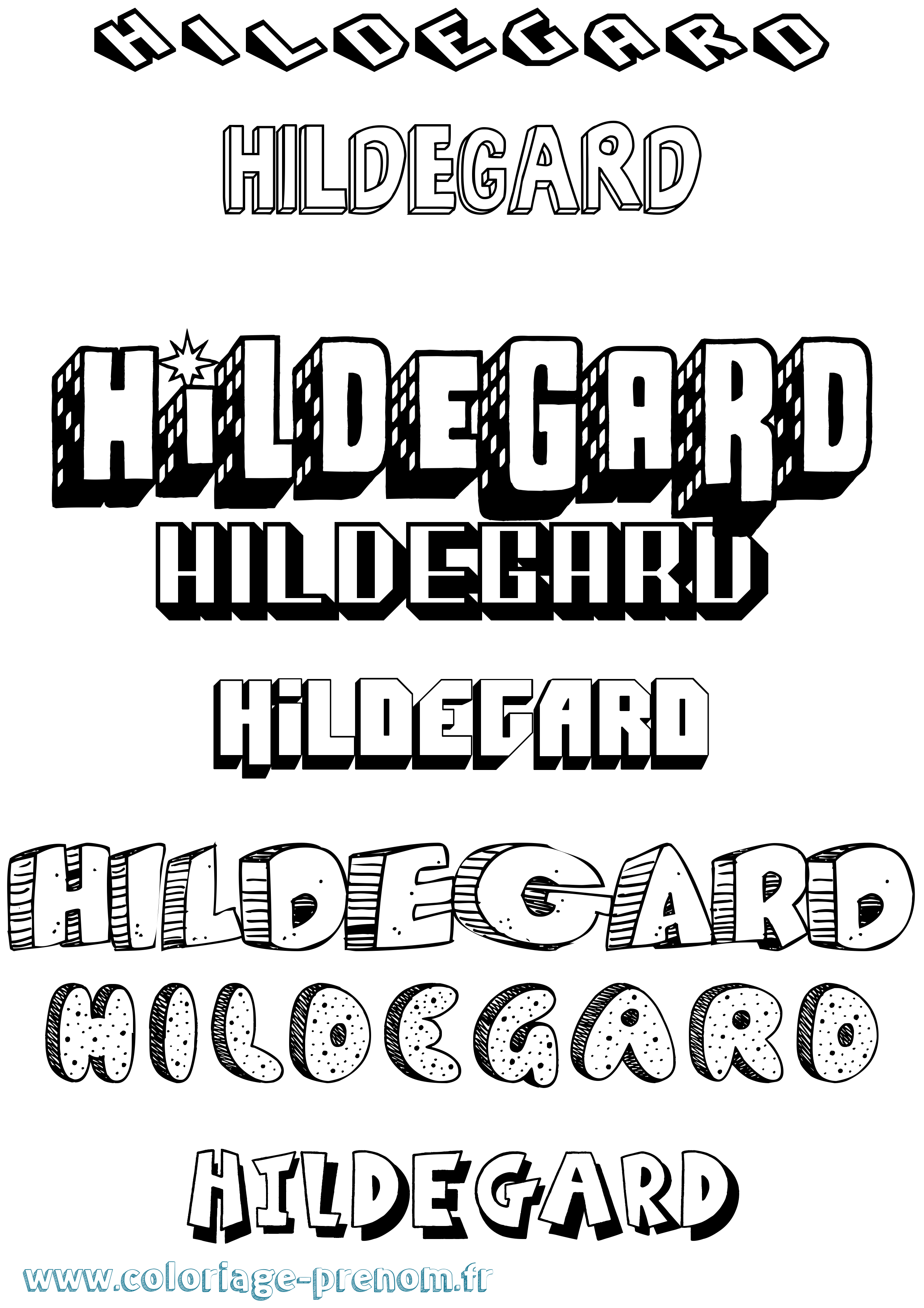 Coloriage Hildegard Effet 3D Coloriage prénom Hildegard Effet 3D