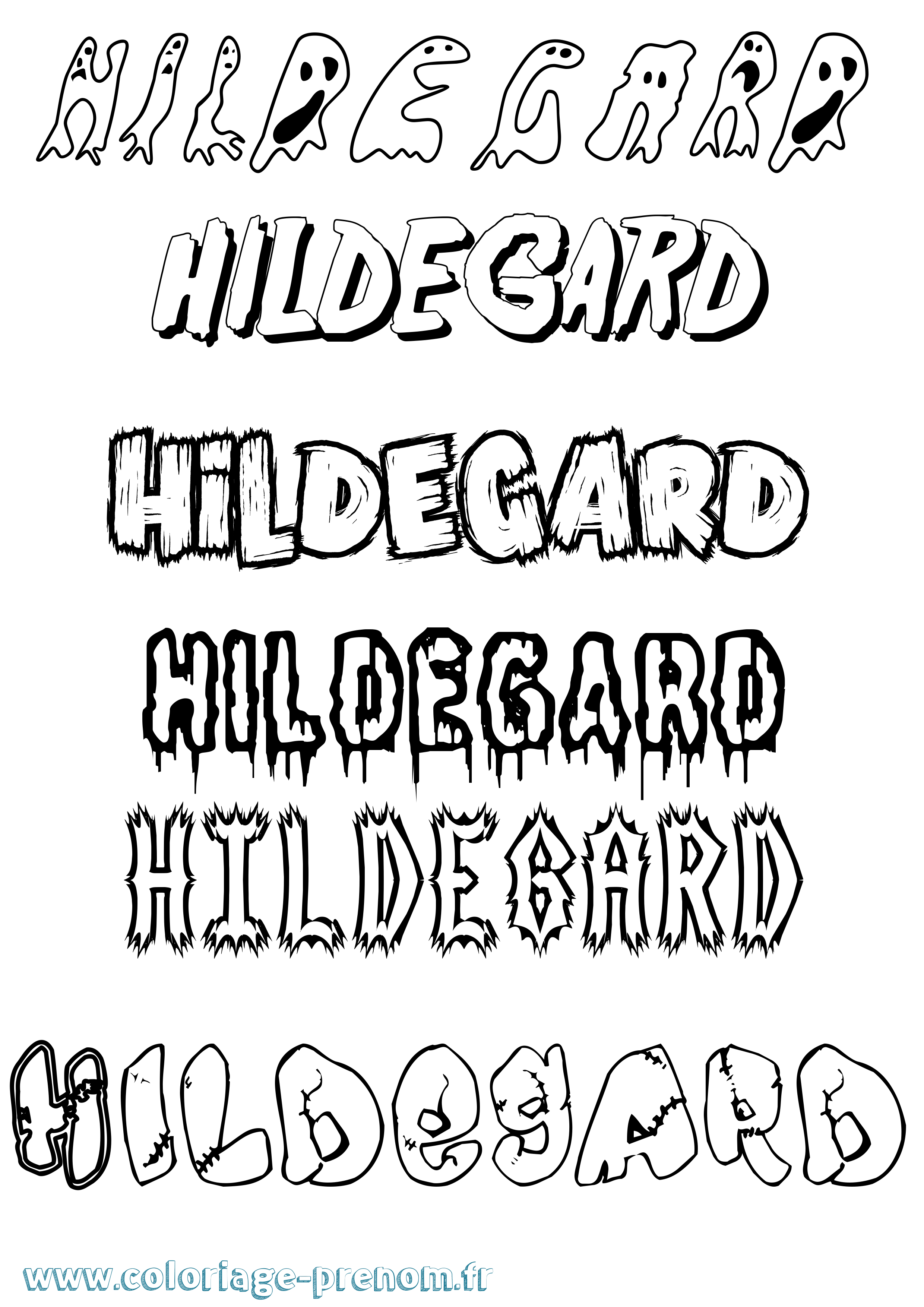 Coloriage Hildegard Frisson Coloriage prénom Hildegard Frisson