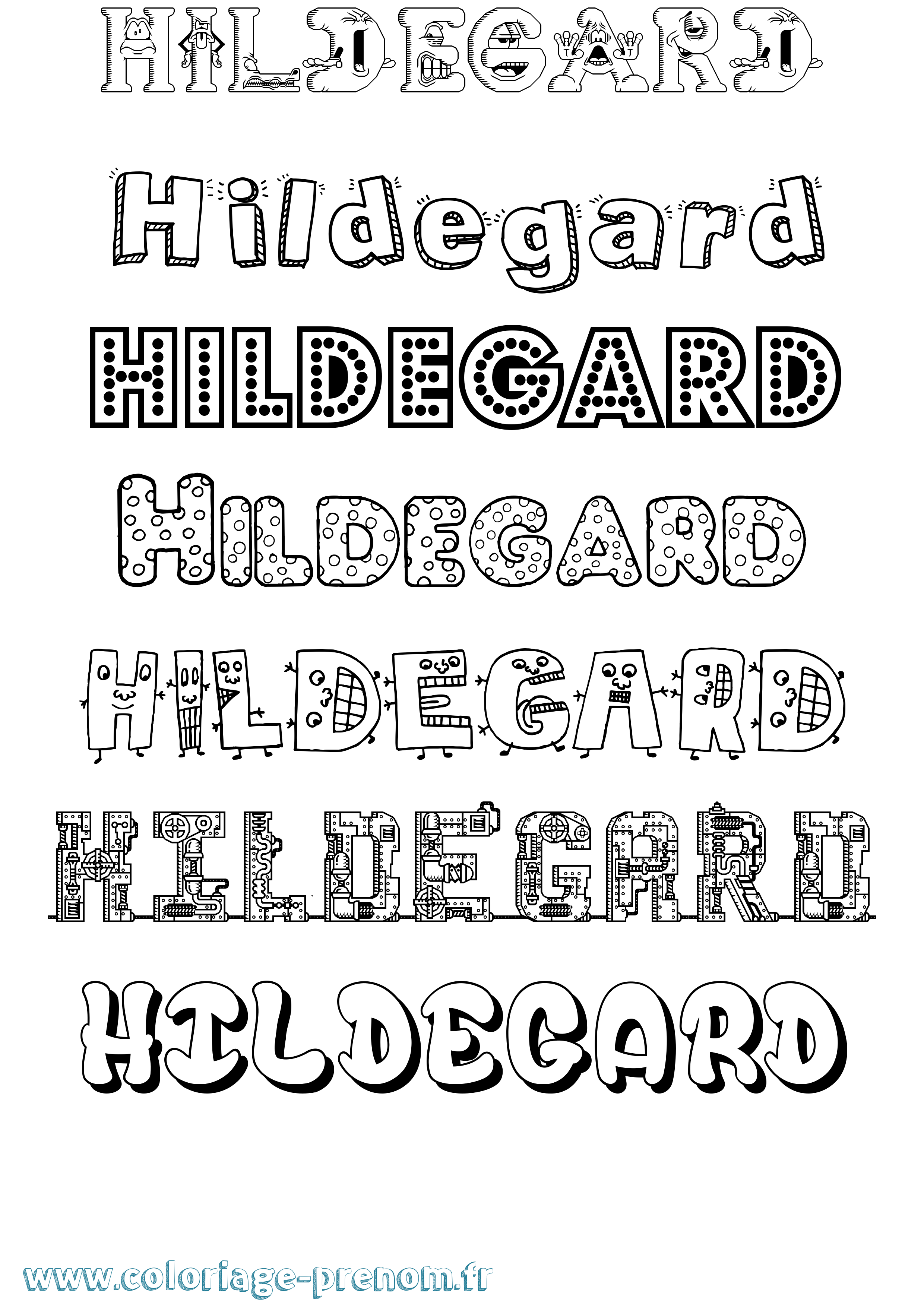 Coloriage Hildegard Fun Coloriage prénom Hildegard Fun