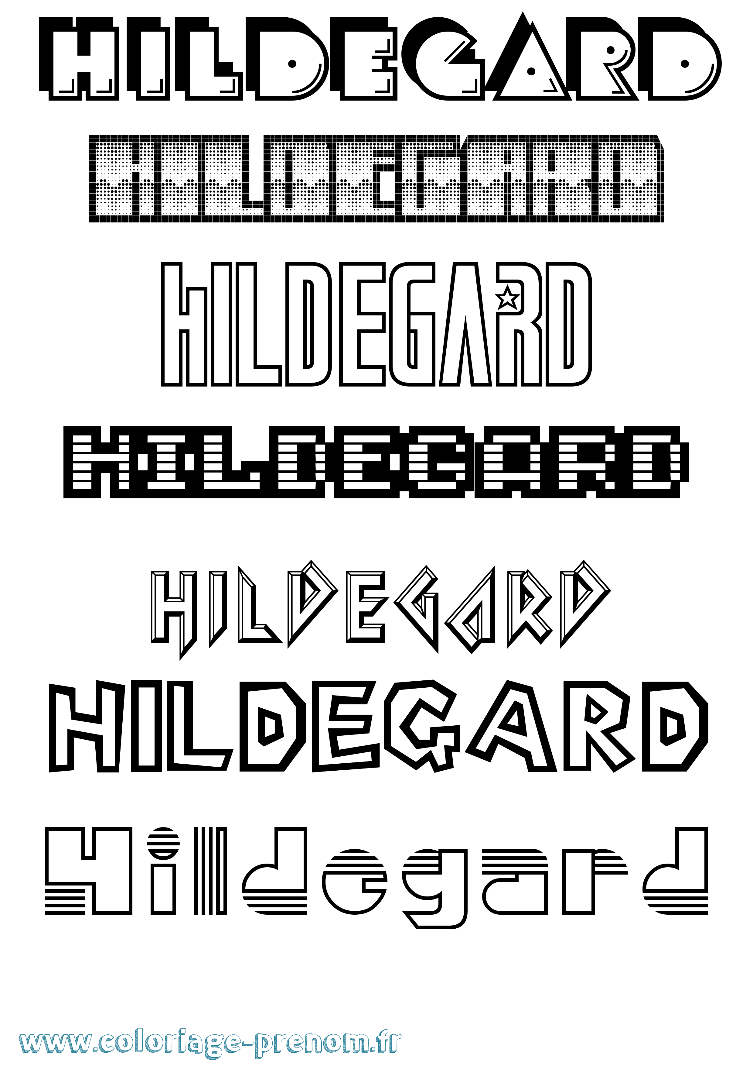 Coloriage Hildegard Jeux Vidéos Coloriage prénom Hildegard Jeux Vidéos