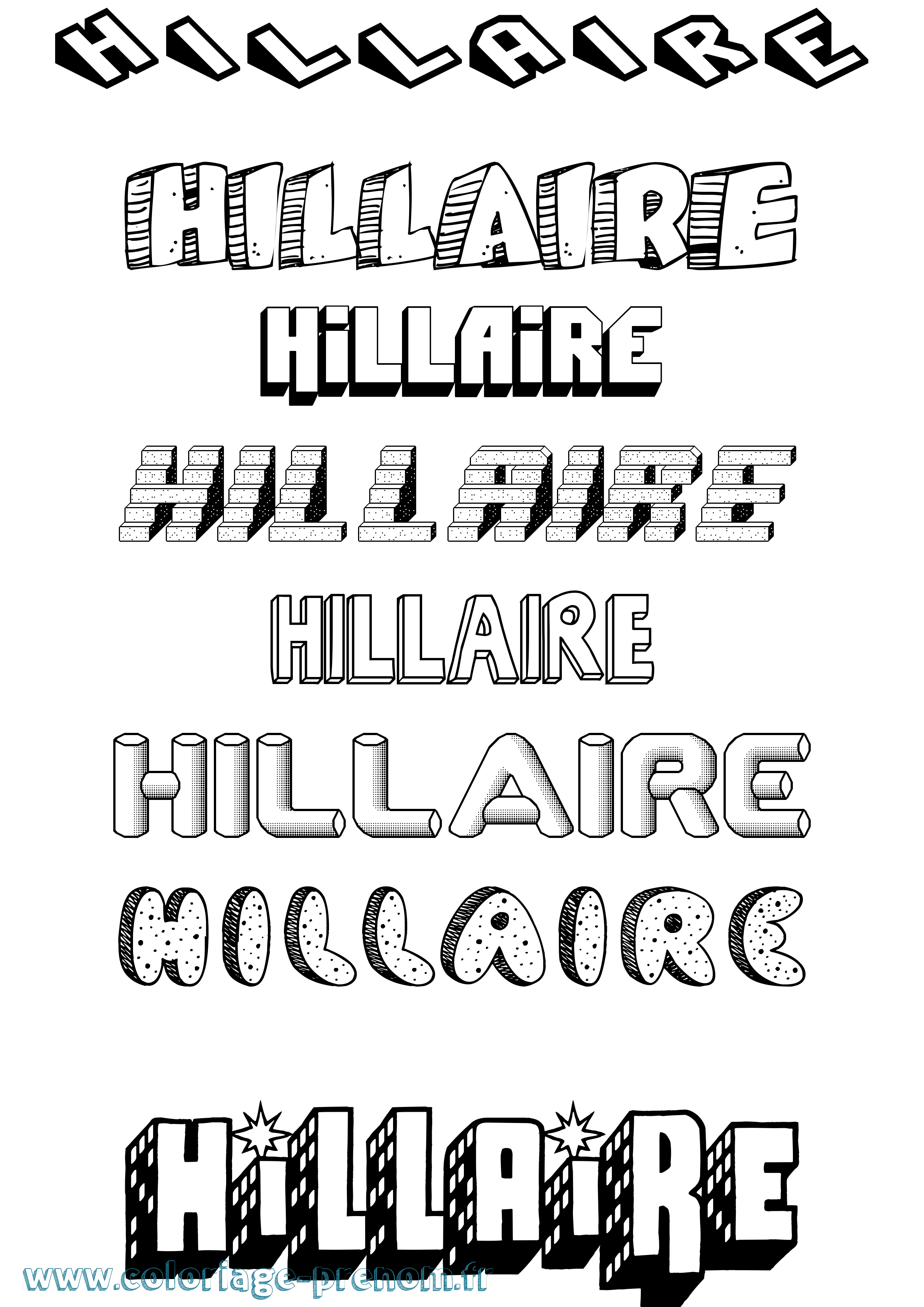 Coloriage Hillaire Effet 3D Coloriage prénom Hillaire Effet 3D