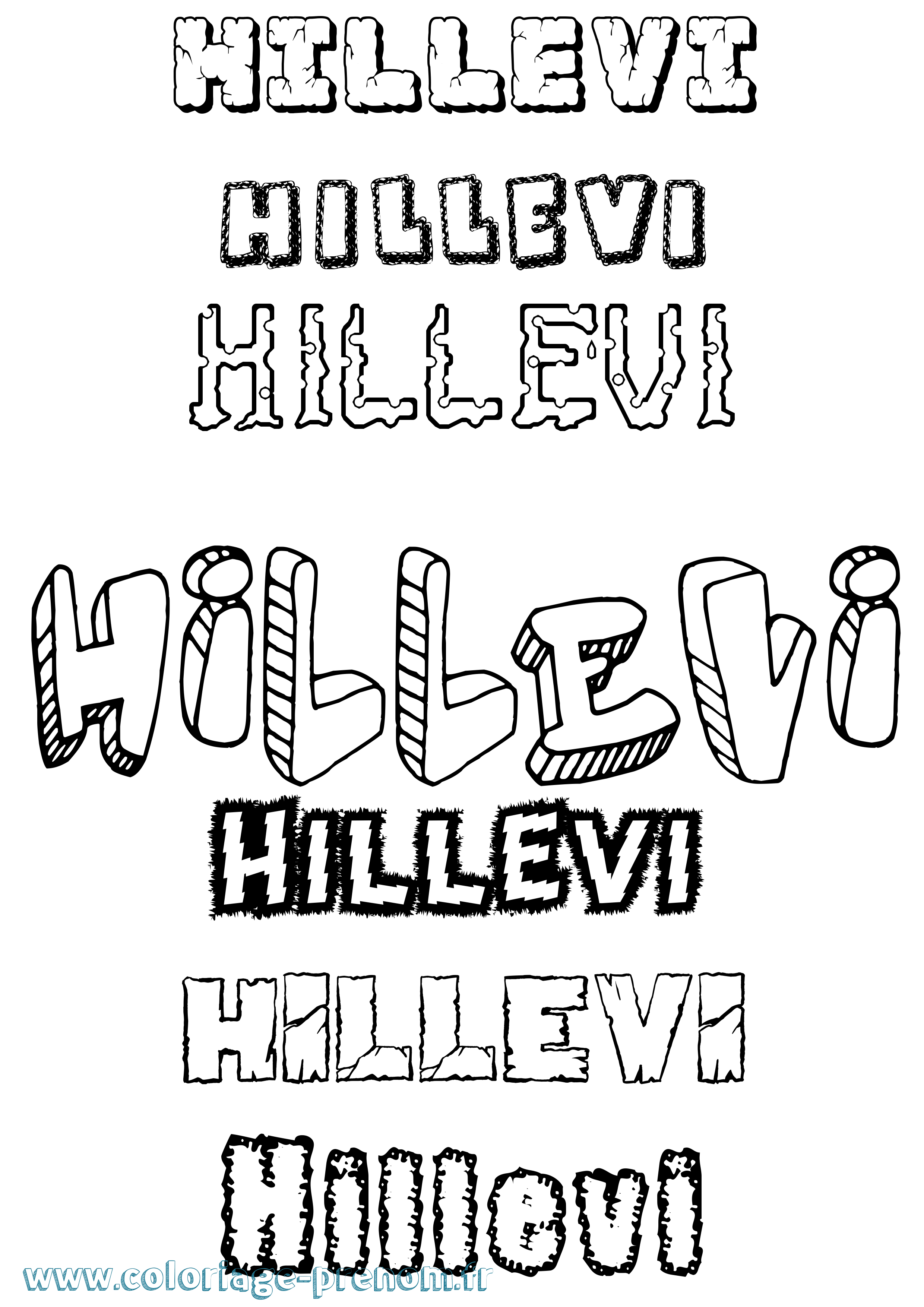 Coloriage Hillevi Destructuré Coloriage prénom Hillevi Destructuré