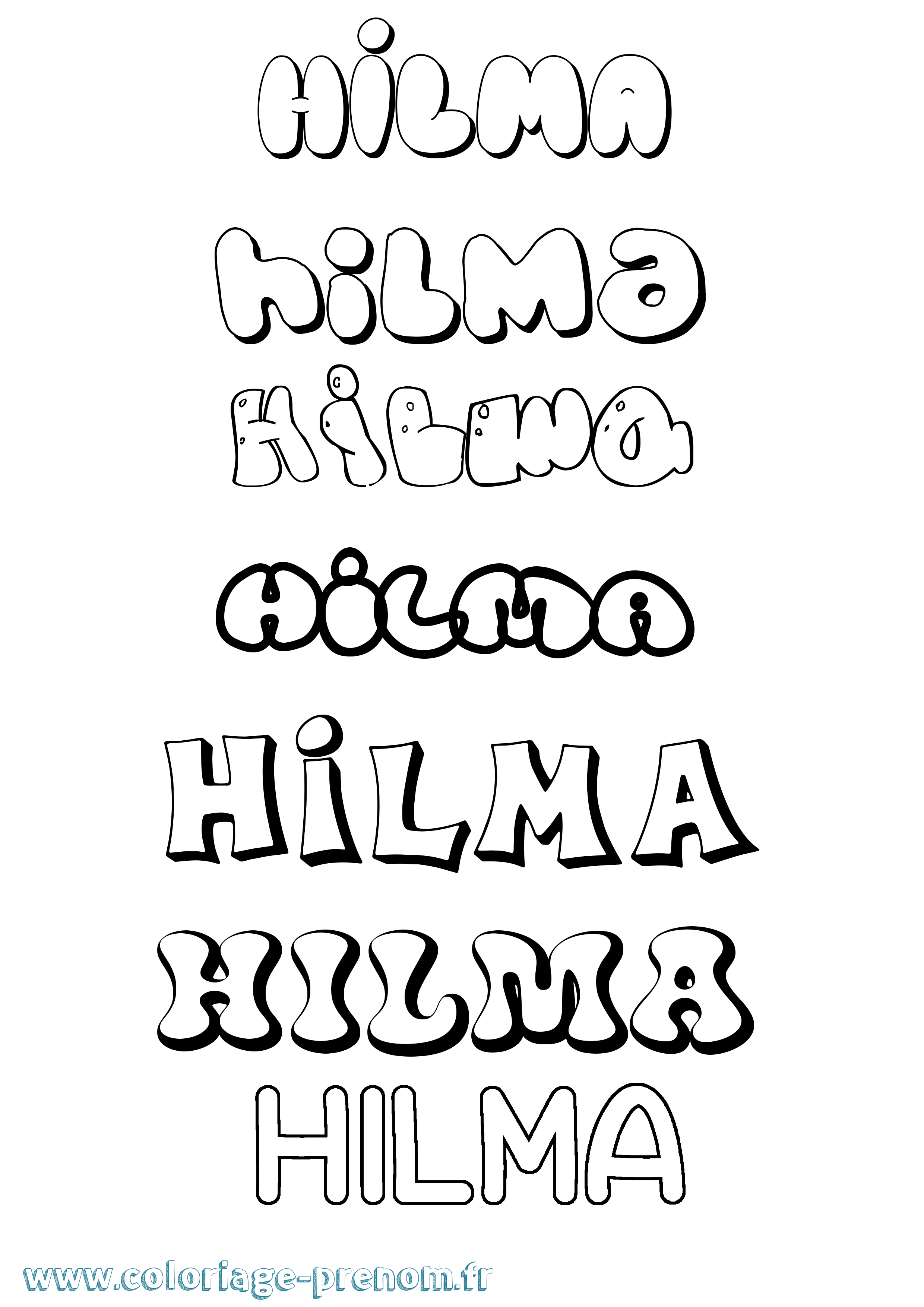 Coloriage Hilma Bubble Coloriage prénom Hilma Bubble