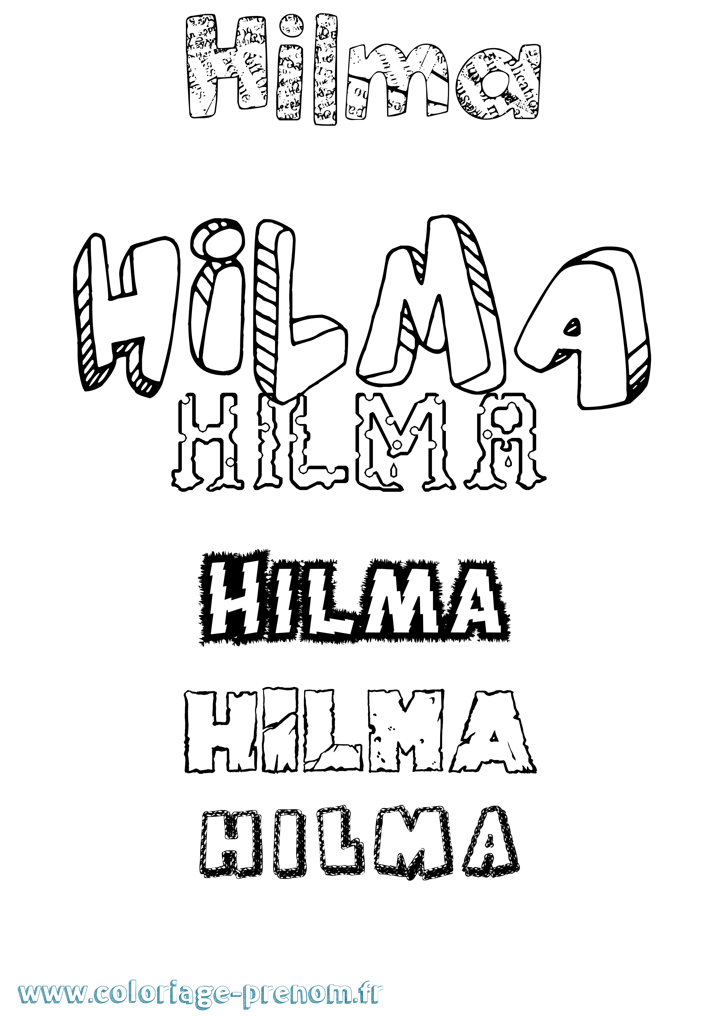 Coloriage Hilma Destructuré Coloriage prénom Hilma Destructuré