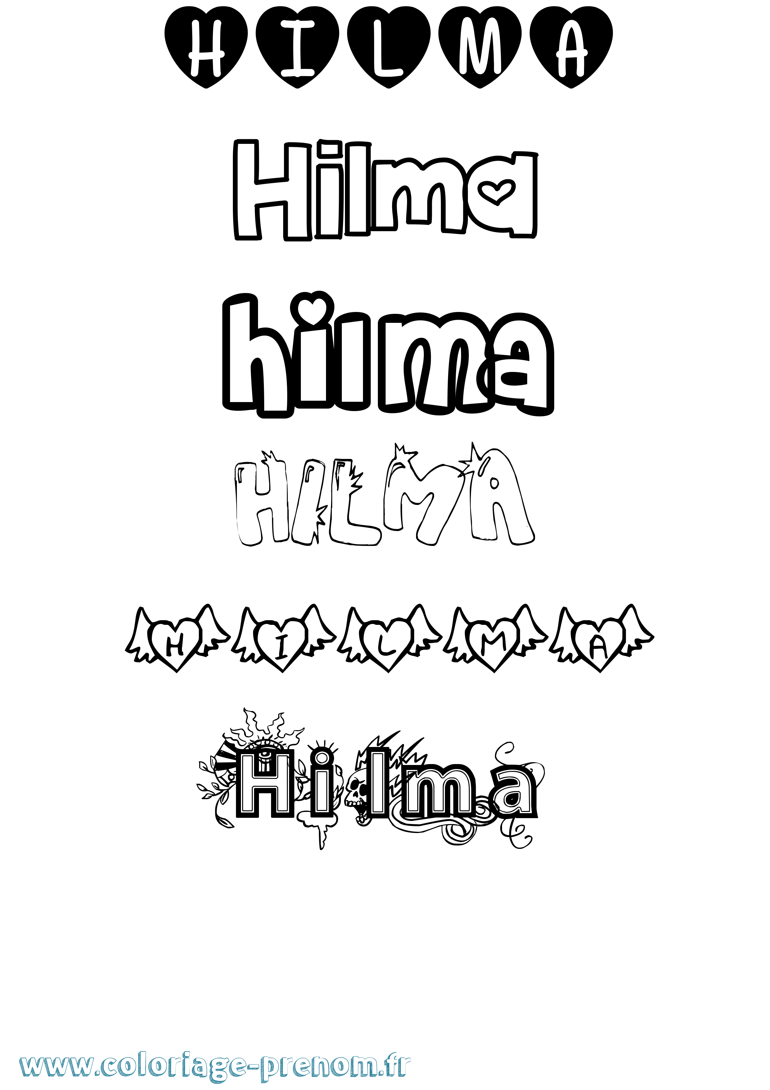Coloriage Hilma Girly Coloriage prénom Hilma Girly