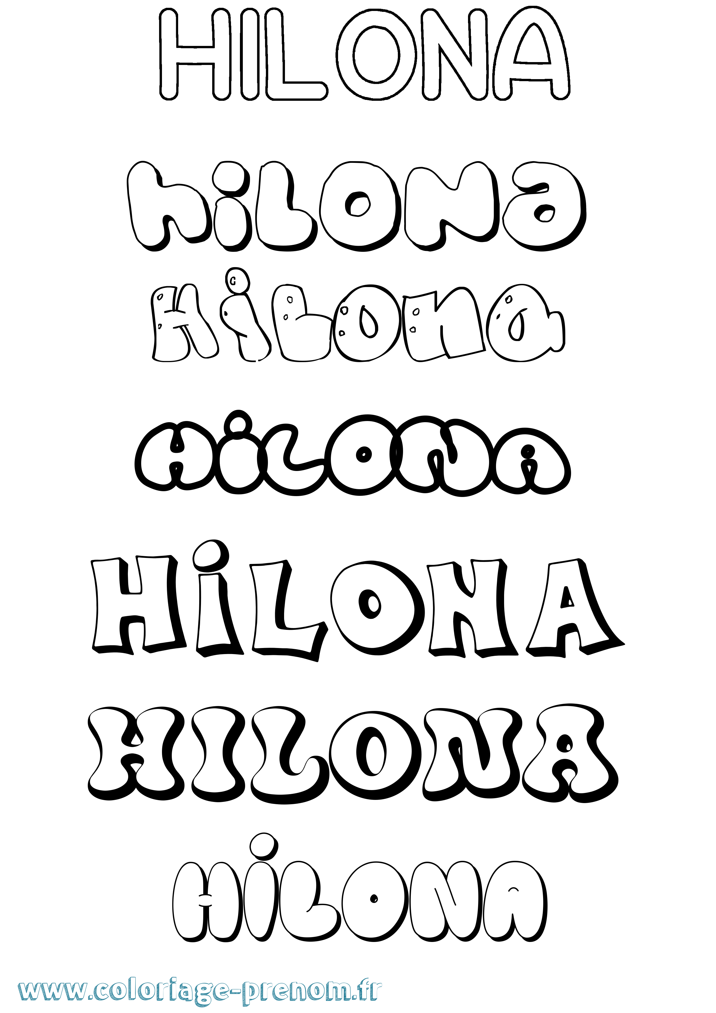 Coloriage Hilona Bubble Coloriage prénom Hilona Bubble