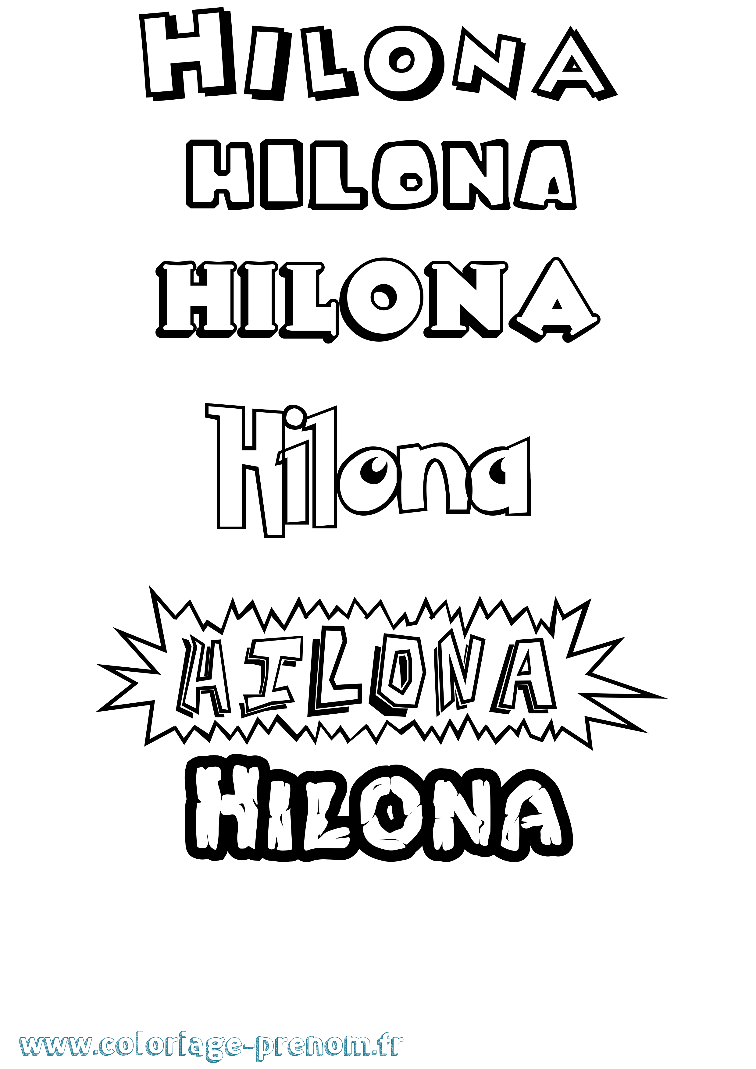 Coloriage Hilona Dessin Animé Coloriage prénom Hilona Dessin Animé