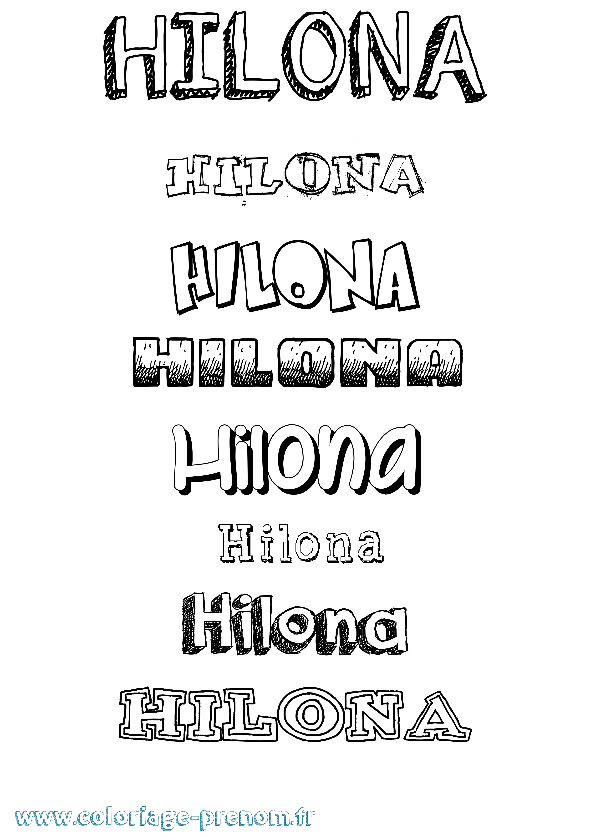 Coloriage Hilona Dessiné Coloriage prénom Hilona Dessiné